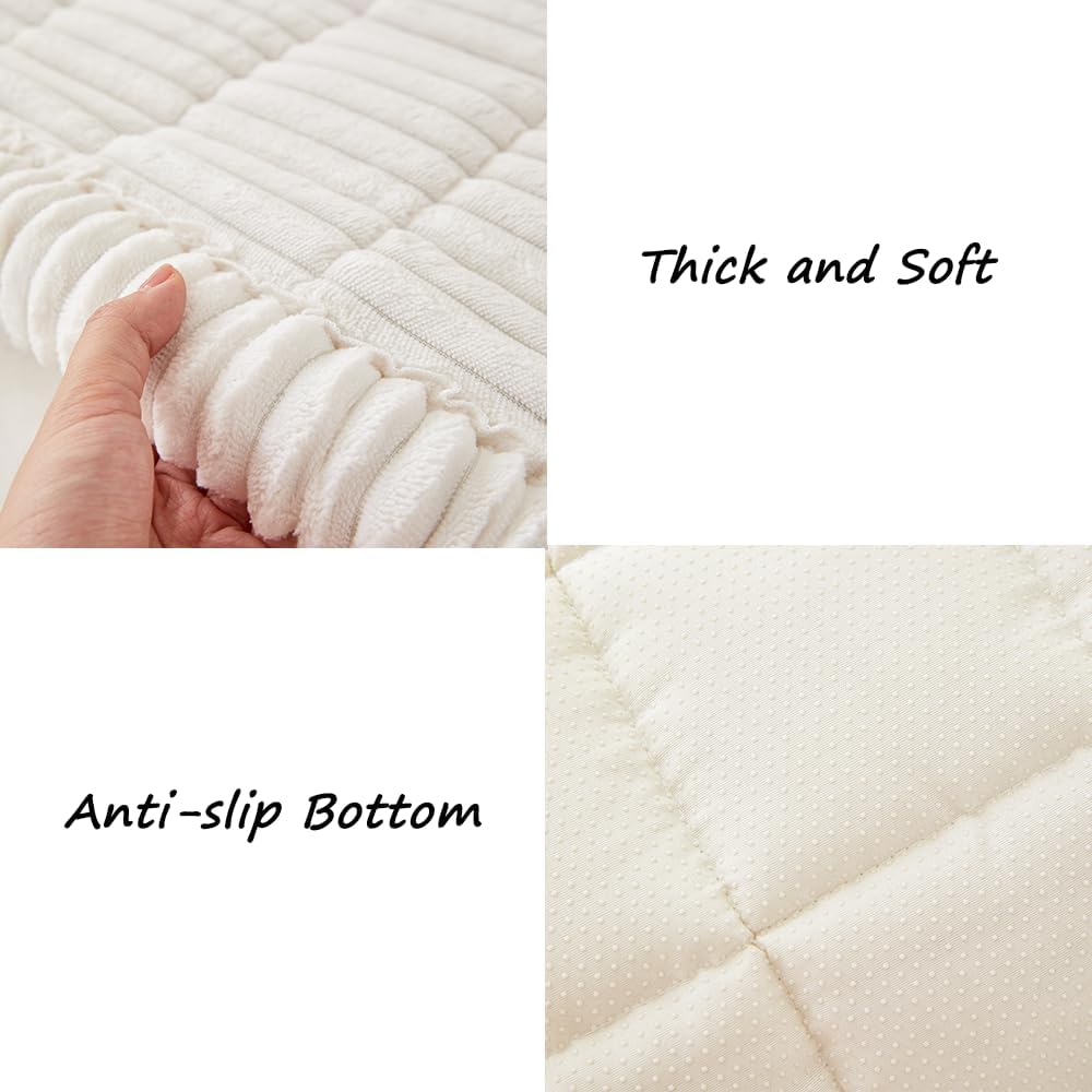 Couch Cover for Dogs Washable, Fuzzy Pet Couch Covers for 3 Cushion Sofa Pet Friendly, Non Slip Sofa Cover (White, 27.6" x 82.7"/70 x 210cm)