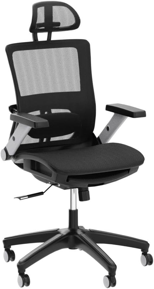 NEW - Ergonomic Mesh Office Chair with Footrest, High Back Computer Executive Desk Chair with Headrest and 4D Flip-up Armrests, Adjustable Tilt Lock and Lumbar Support-Black - Retail $159