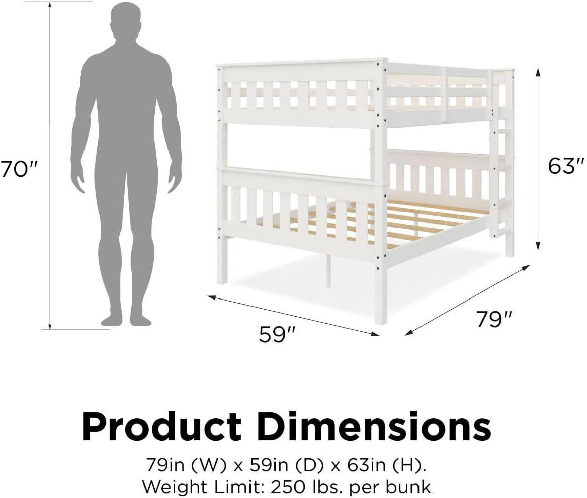 New - DHP Dorel Living Moon USB, Full, White Bunk Bed - Retail $524