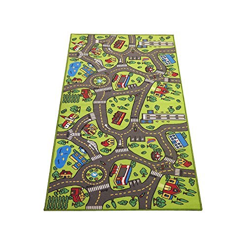 Kids Rug Playmat City Life Great for Playing with Cars and Toys - Play Learn and Have Fun Safely - Educational Road Traffic Play Mat for Bedroom Play Room Game Safe Area (Medium 43" x 26" Inches)