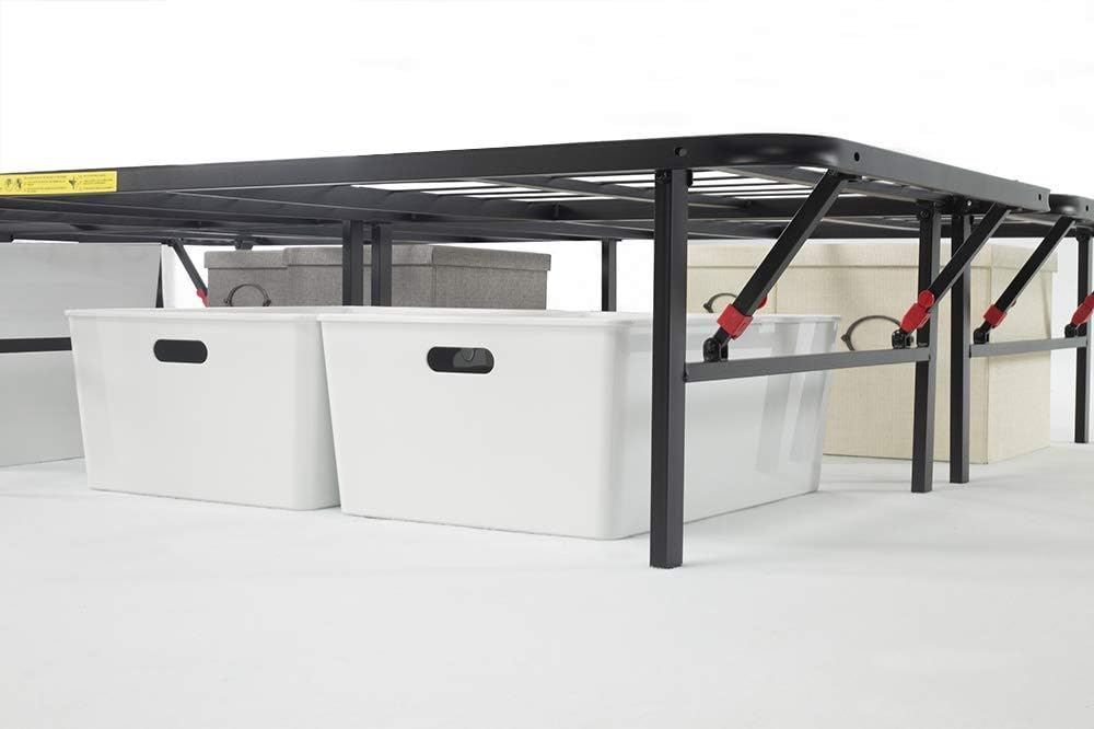 Amazon Basics QUEEN Foldable Metal Platform Bed Frame with Tool Free Setup, 14 Inches High, Sturdy Steel Frame, No Box Spring Needed - Retail $95