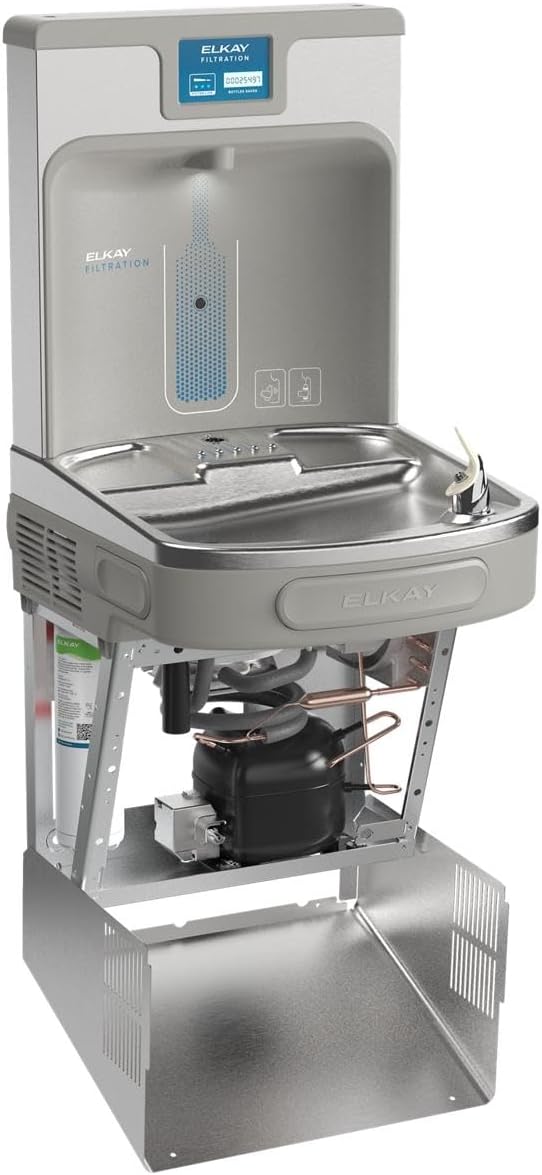 NEW - Elkay LZS8WSSP Enhanced Bottle Filler & Single ADA Cooler Refrigerated Stainless High Capacity Lead Drop Down Wrapper