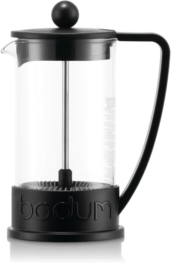 Bodum 12oz Brazil French Press Coffee Maker, High-Heat Borosilicate Glass, Black - Made in Portugal