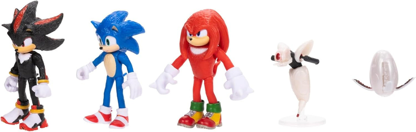 Sonic 3 Movie Action Figures 2.5-Inch Movie Collector Toy Figure Multi-Pack Includes Sonic Knuckles Shadow Buzz Bomber & Drone- Officially Licensed Toys
