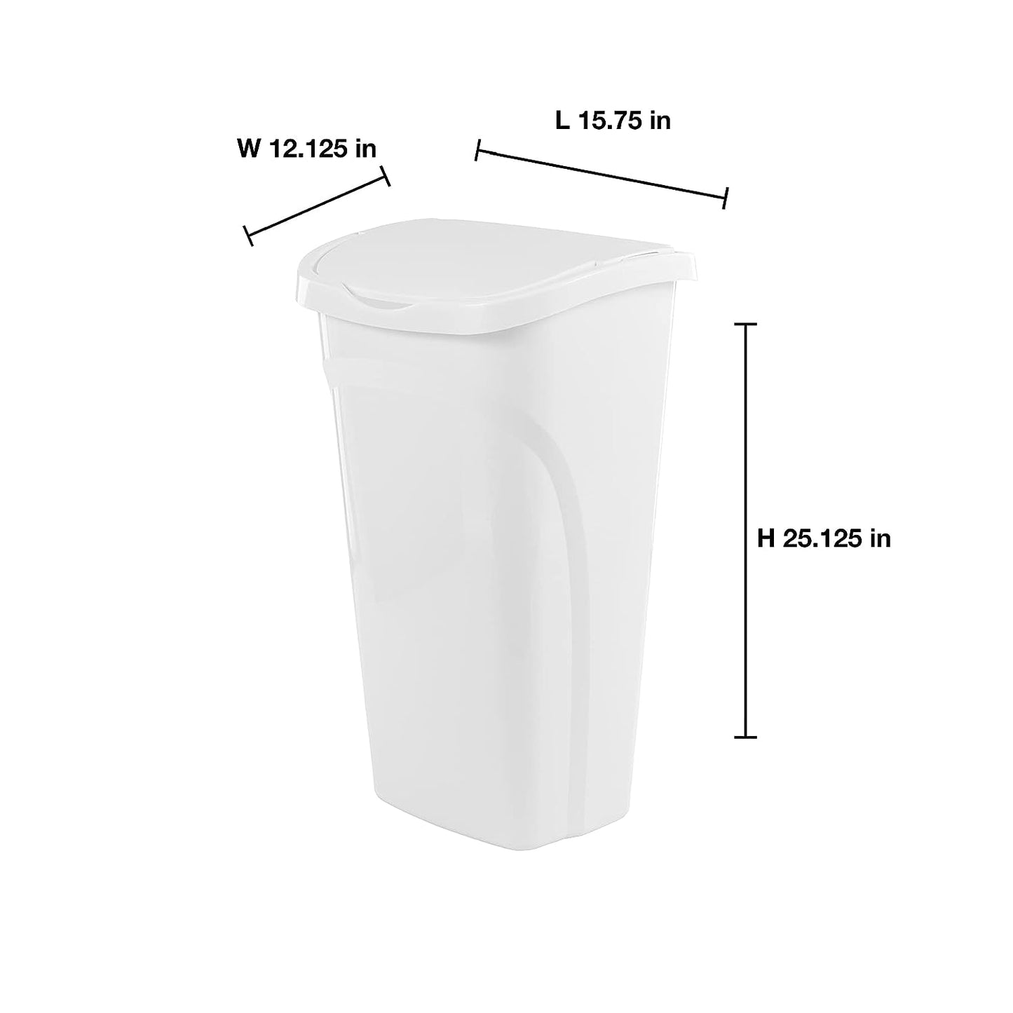 NEW - 2-Pack: United Solutions 10 Gal/40 Qt Space-Efficient Kitchen Trash Can with Dual Swing Lid, Waste Basket Fits in Narrow Spaces and Perfect for Commercial Offices, Home Office, Dorm, White - Retail $35
