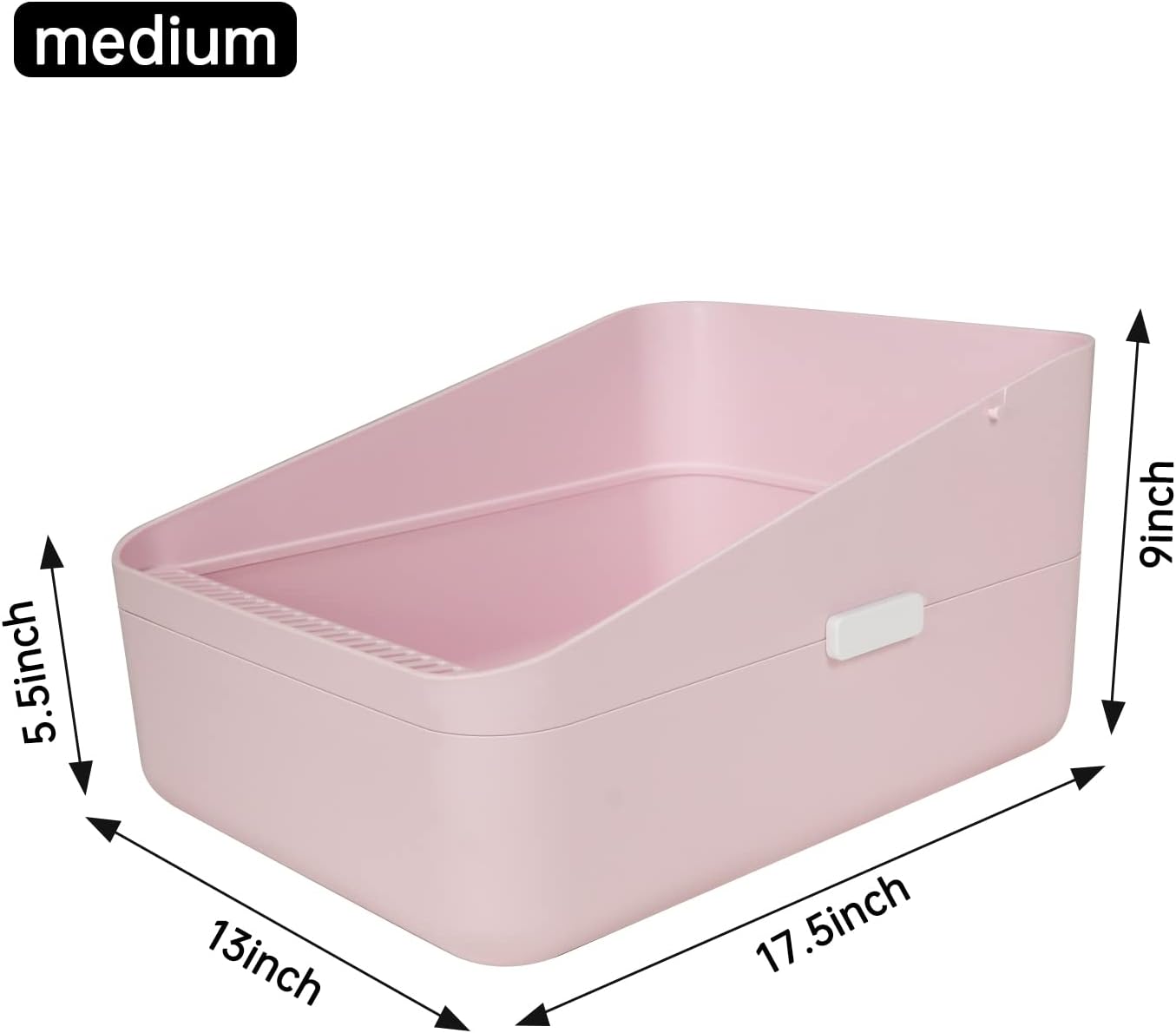 Sfozstra Open High-Sided Litter Box: Pink Medium Anti-Scatter Design - Self-Cleaning Sifting Tray - Low Tracking for Small Cats