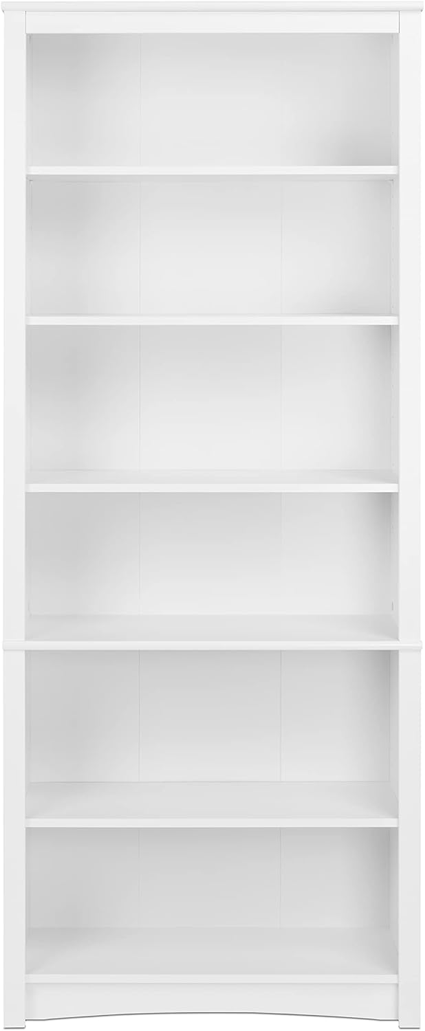 NEW - Prepac Sonoma Tall 6-Tier Bookcase 77inH with 3 Adjustable Shelves, White Storage Cabinet, Modern Display Cabinet, Bookshelf with Storage Shelves for Home Office, Living Room, Bedroom Organizer - Retail $199