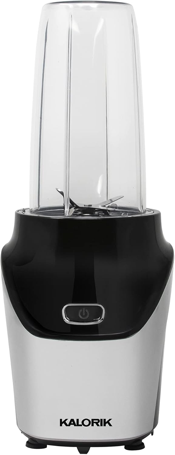 Kalorik Bullet Blender Set (34 oz /15.2 oz) High-Speed Portable Fitness Blender Set with Personal Blending Cup, Grinding Cup, Seal Lids, & To-Go Lid, 1000W, Black & Stainless Steel, NBL 45545 OW - Retail $69