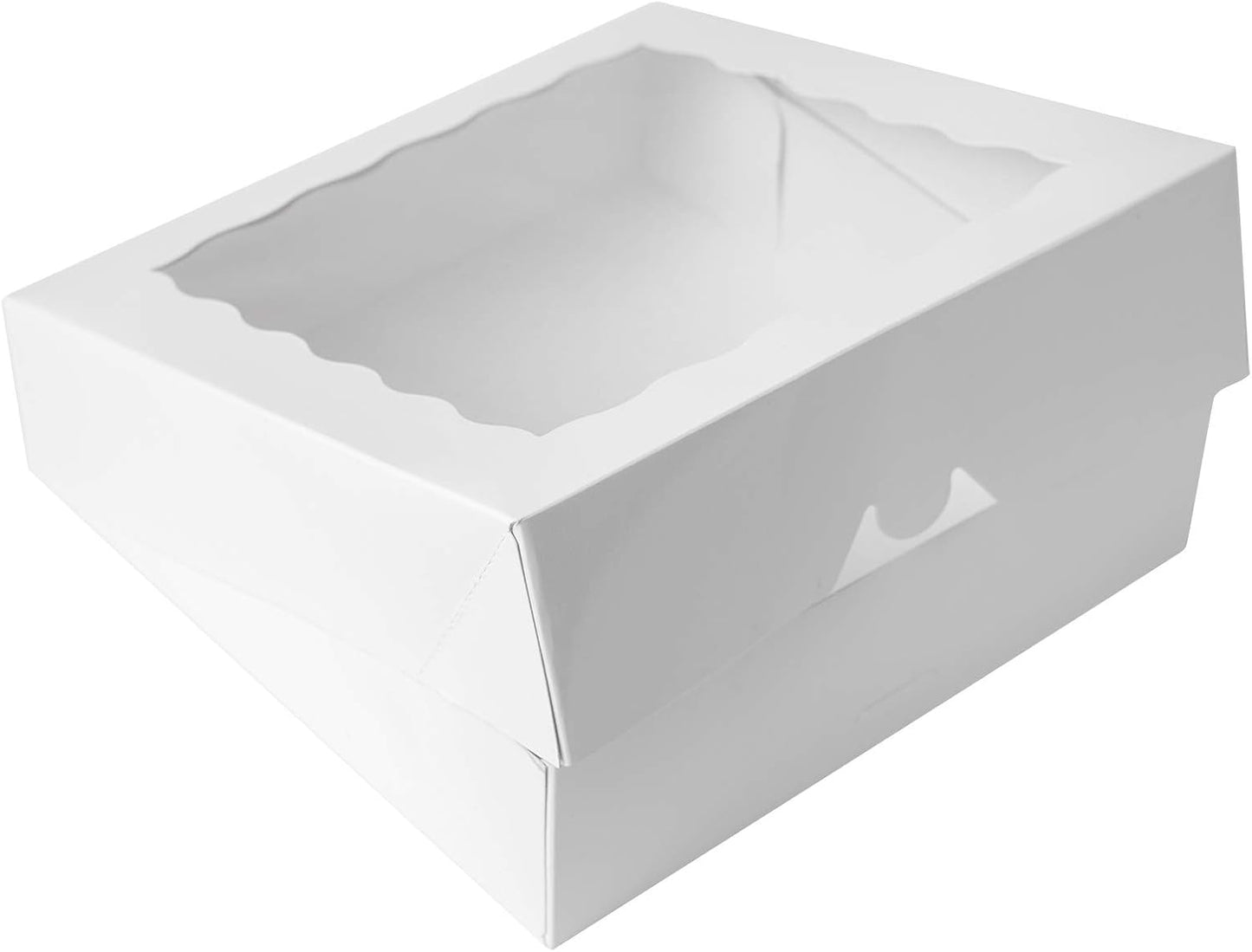 [15pcs] 12inch White Bakery Boxes, 12x12x2.5inch Large Pie Boxes with PVC Window