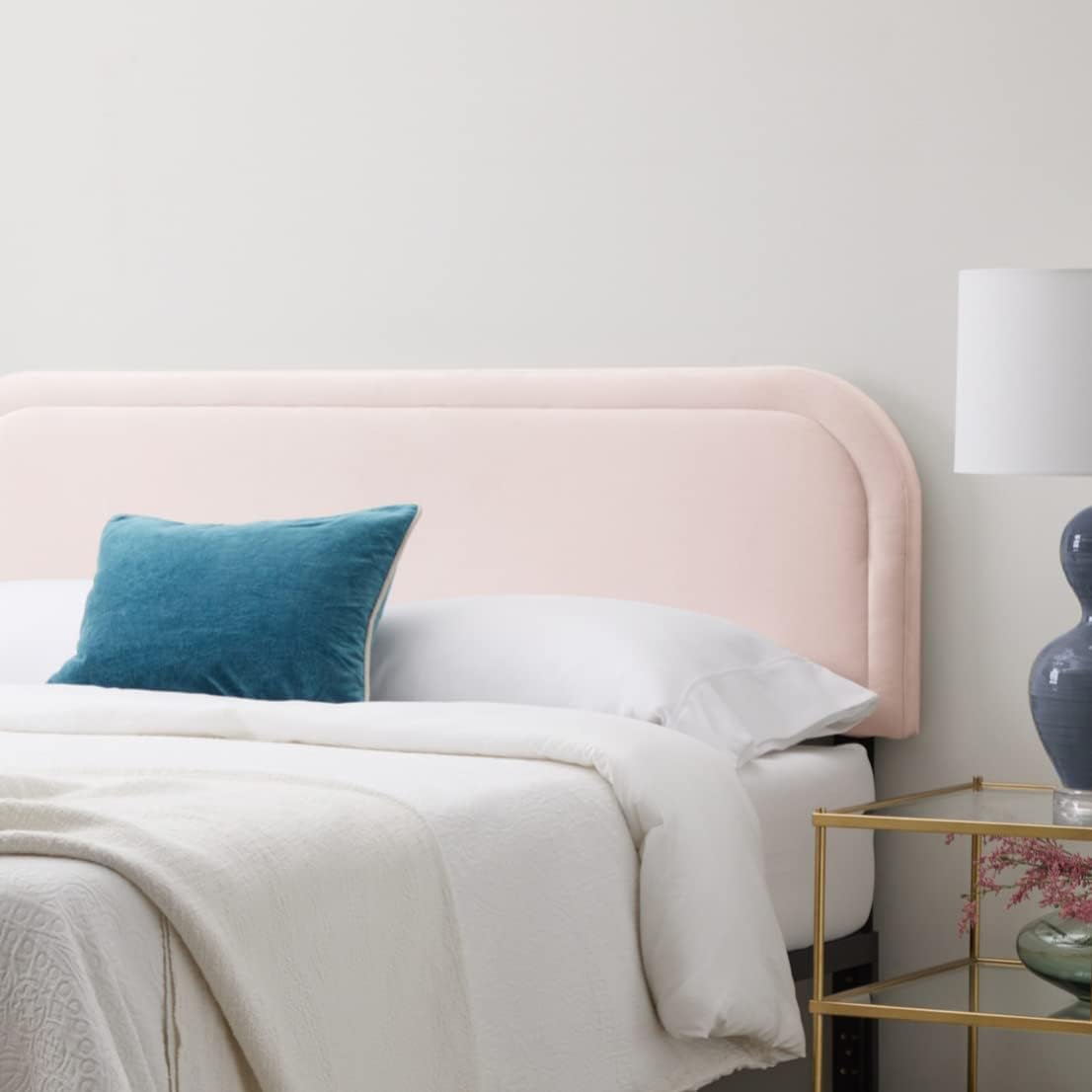 Edenbrook Miller QUEEN Low Profile, Performance Velvet Headboard for Queen Size Bed-Pink Upholstered Queen Headboard - Retail $135