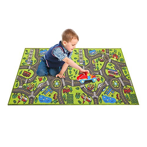 Kids Rug Playmat City Life Great for Playing with Cars and Toys - Play Learn and Have Fun Safely - Educational Road Traffic Play Mat for Bedroom Play Room Game Safe Area (Medium 43" x 26" Inches)