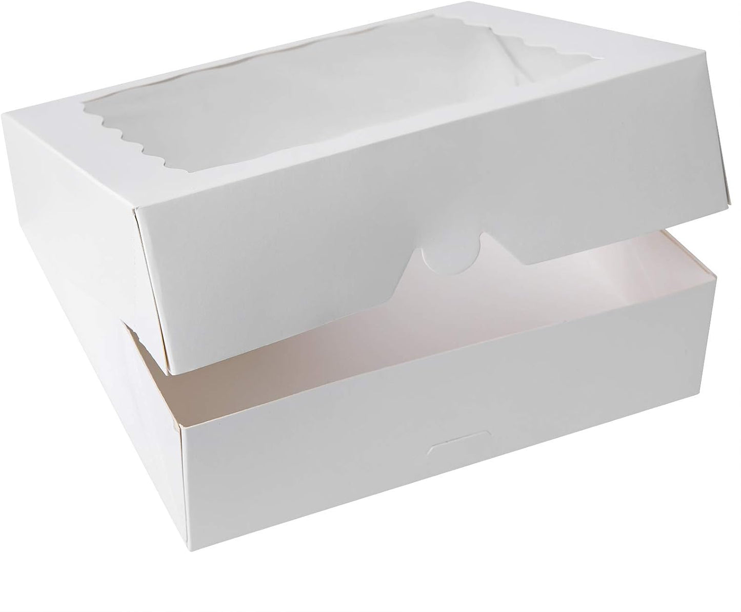 [15pcs] 12inch White Bakery Boxes, 12x12x2.5inch Large Pie Boxes with PVC Window