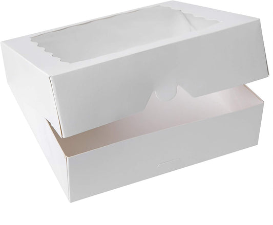 [15pcs] 12inch White Bakery Boxes, 12x12x2.5inch Large Pie Boxes with PVC Window