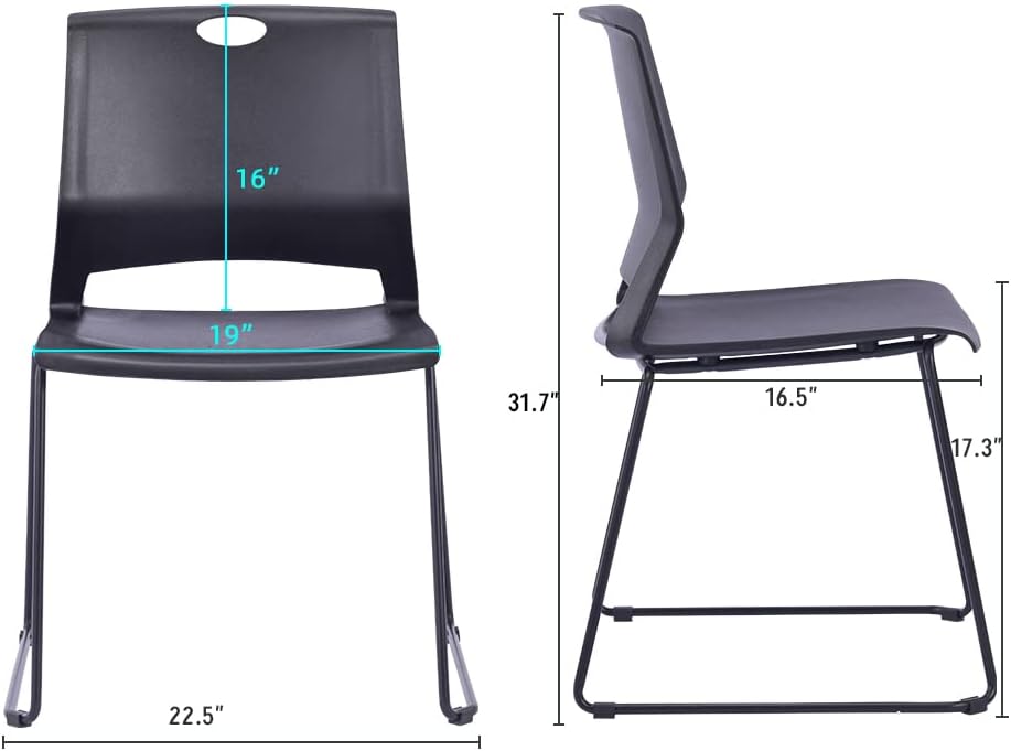NEW - Sidanli Stacking Chairs (Set of 4) Stackable Waiting Room Chairs Conference Room Chairs-Black  - Retail $299