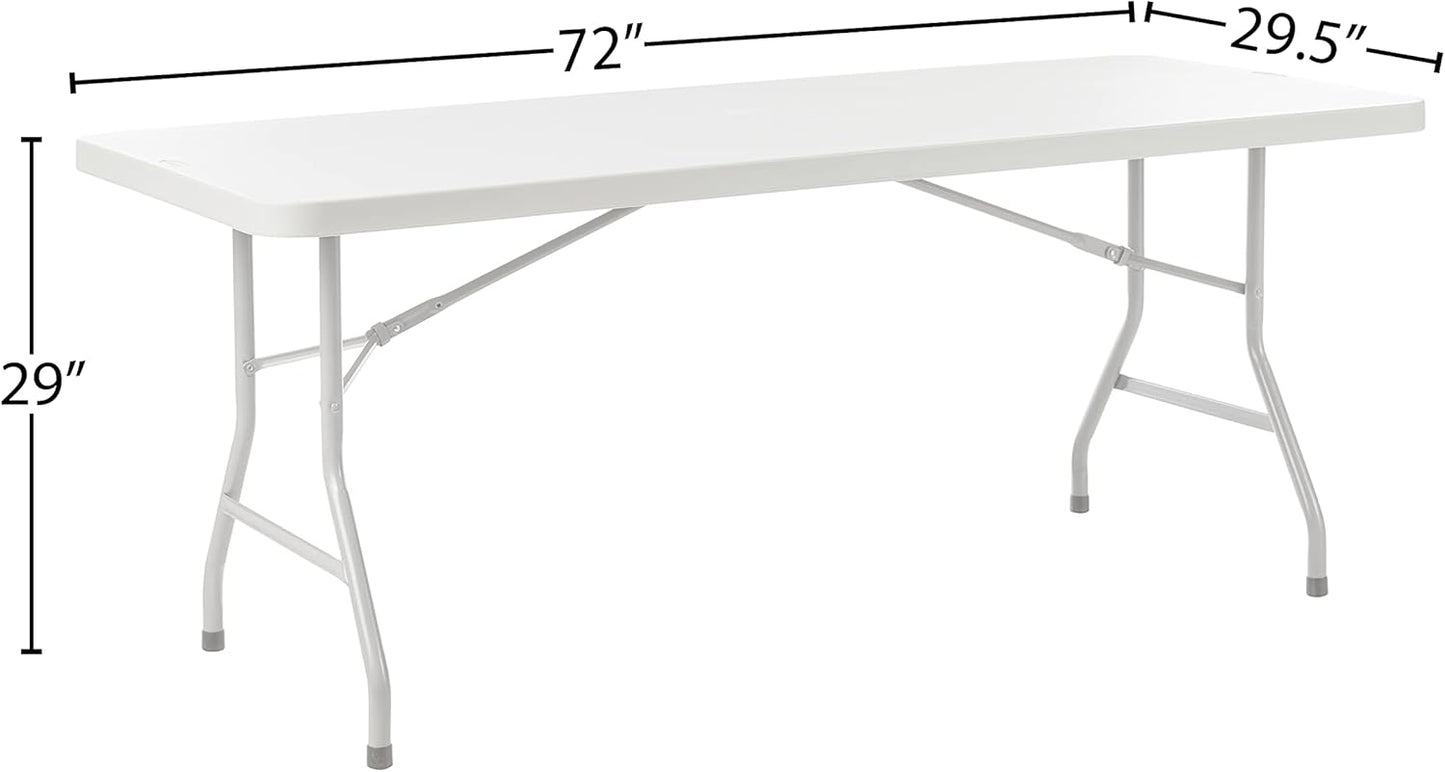 Office Star Resin Multipurpose Rectangle Folding Table for Indoor or Outdoor Use, 6 Feet Light Gray - Retail $181