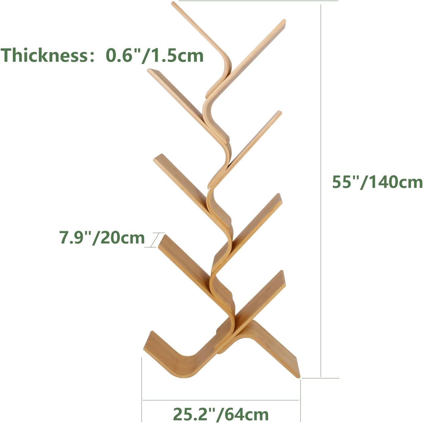 NEW - 8-Tier Floor Bamboo Tree Bookshelf, Modern Standing Bookcase Office Book Storage Creative Curved Rack Organizer Shelves, Book Shelf Space Saver for Home Living Room Corner Bedroom