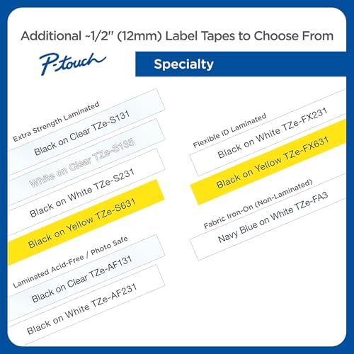 Brother Genuine P-Touch, TZe-231 2 Pack Tape (TZE2312PK) ½”(0.47”) x 26.2 ft. (8m) Laminated P-Touch Tape, Black on White (Pack of 2)