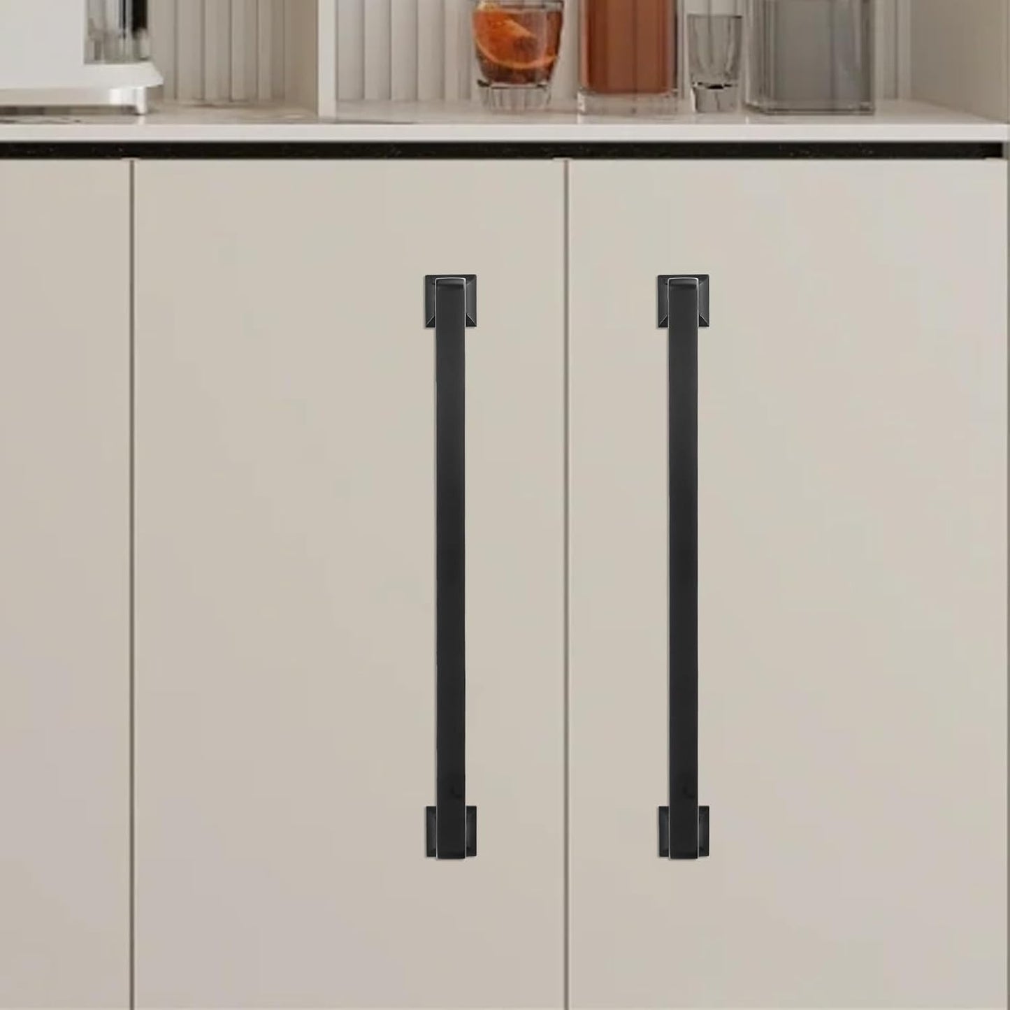 6 Pack Matte Black Kitchen Cabinet Handles - 12-3/5 inch (320mm) Black Drawer Pulls