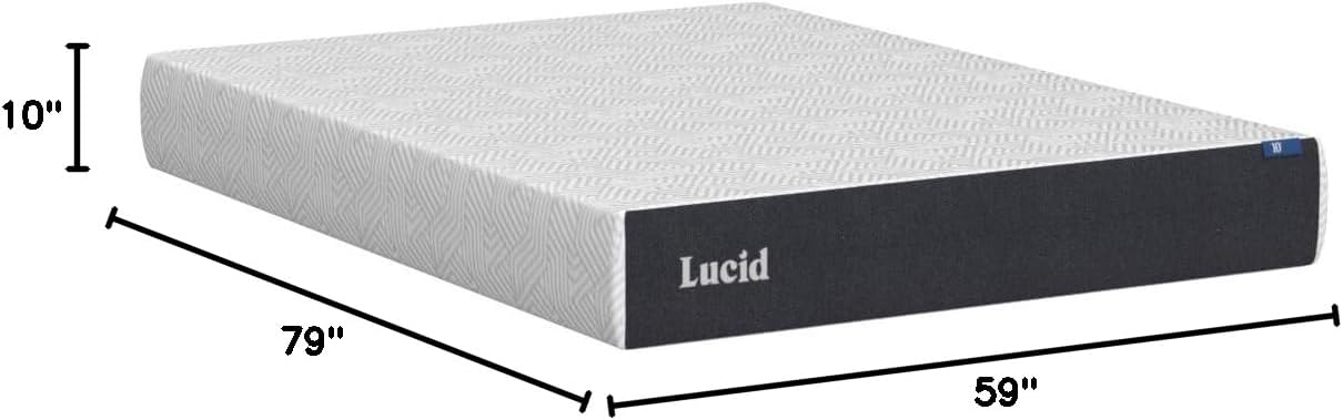 NEW - LUCID QUEEN 10 Inch Memory Foam Mattress - Plush Feel - Infused with Bamboo Charcoal and Gel - Bed in a Box - Temperature Regulating - Pressure Relief - Breathable - Queen Size - Retail $349