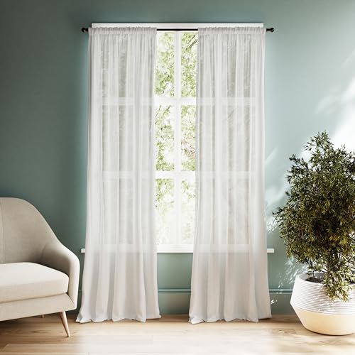 Zenna Home Adjustable Curtain Tension Rod with Decorative Round Finials, No Drill Window Rod, Easy Install Expandable Tension Curtain Rod for Windows, 48 to 84 Inch, Bronze