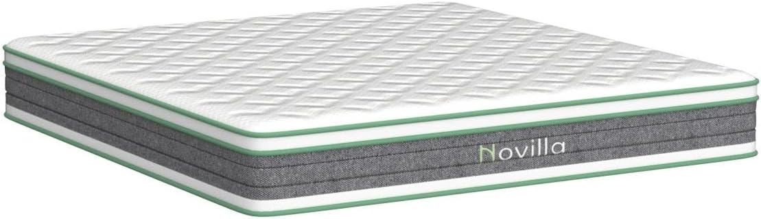 NEW - Novilla QUEEN Mattress, 12 Inch Hybrid Mattress in a Box, Innerspring Mattress with Gel Memory Foam for a Cool Sleep, Pressure Relief, Medium Firm Pillow Top Mattress, Groove - Retail $274