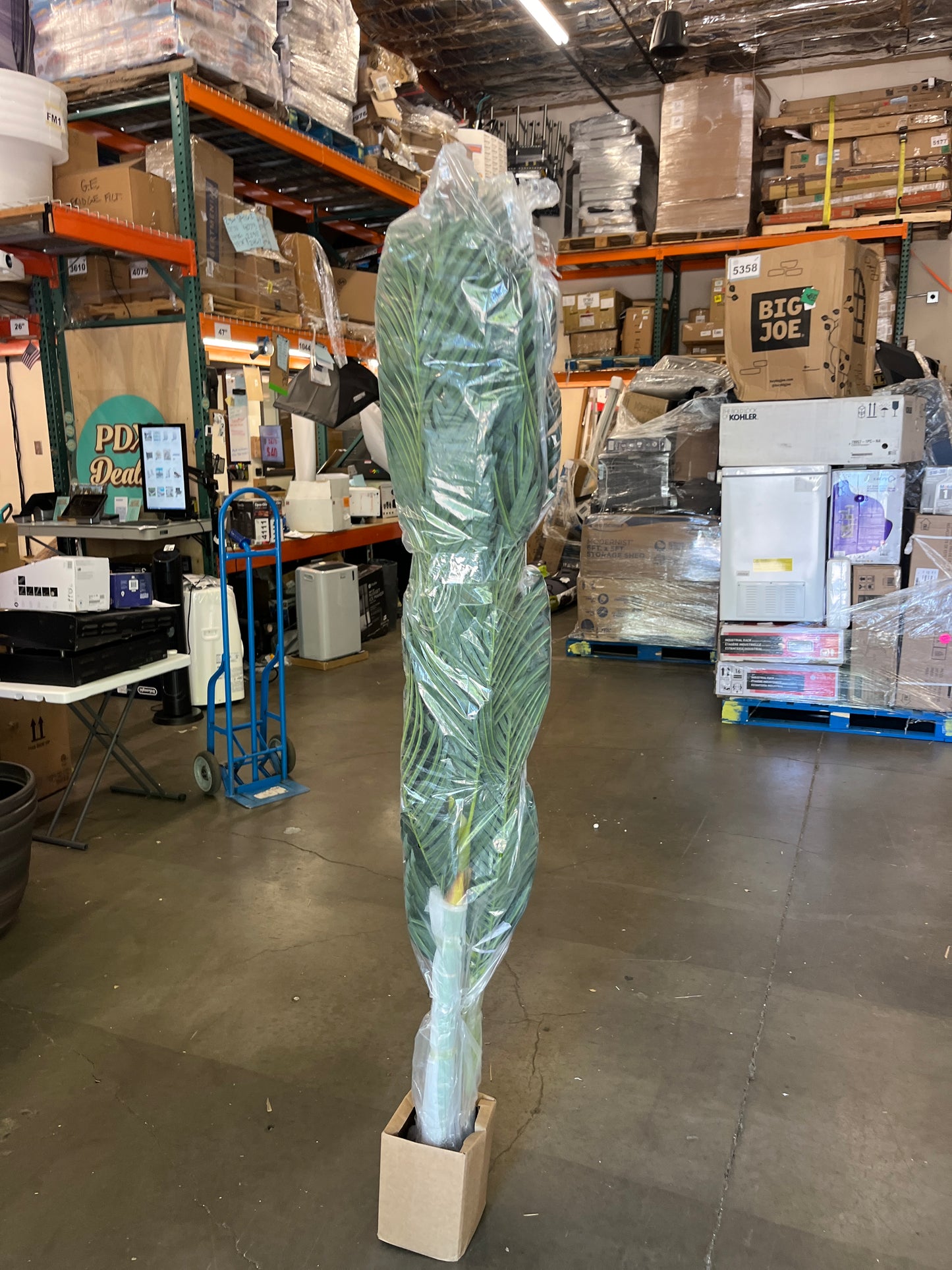 Nearly Natural 6.5FT Artificial Golden Cane Palm Tree, Fake Palm Tree with Three Realistic Trunks and 333 Lifelike Palm Leaves, Faux Palm Plant for Indoor Home DÃ©cor with Black Nursery Planter - Retail $89