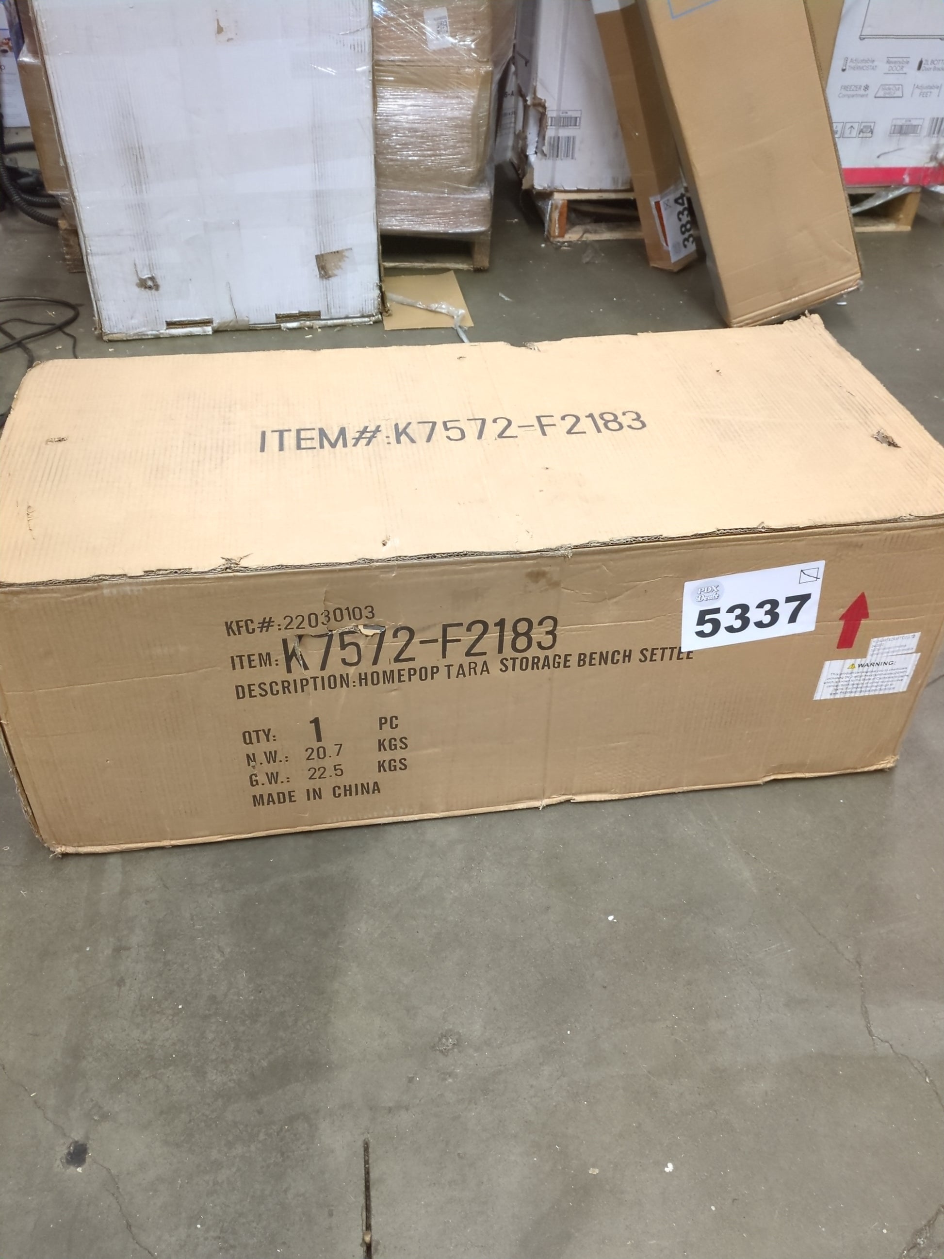 HomePop Tara Upholstered Storage Settee Bench with Hinged Lid, Grey - Retail $172