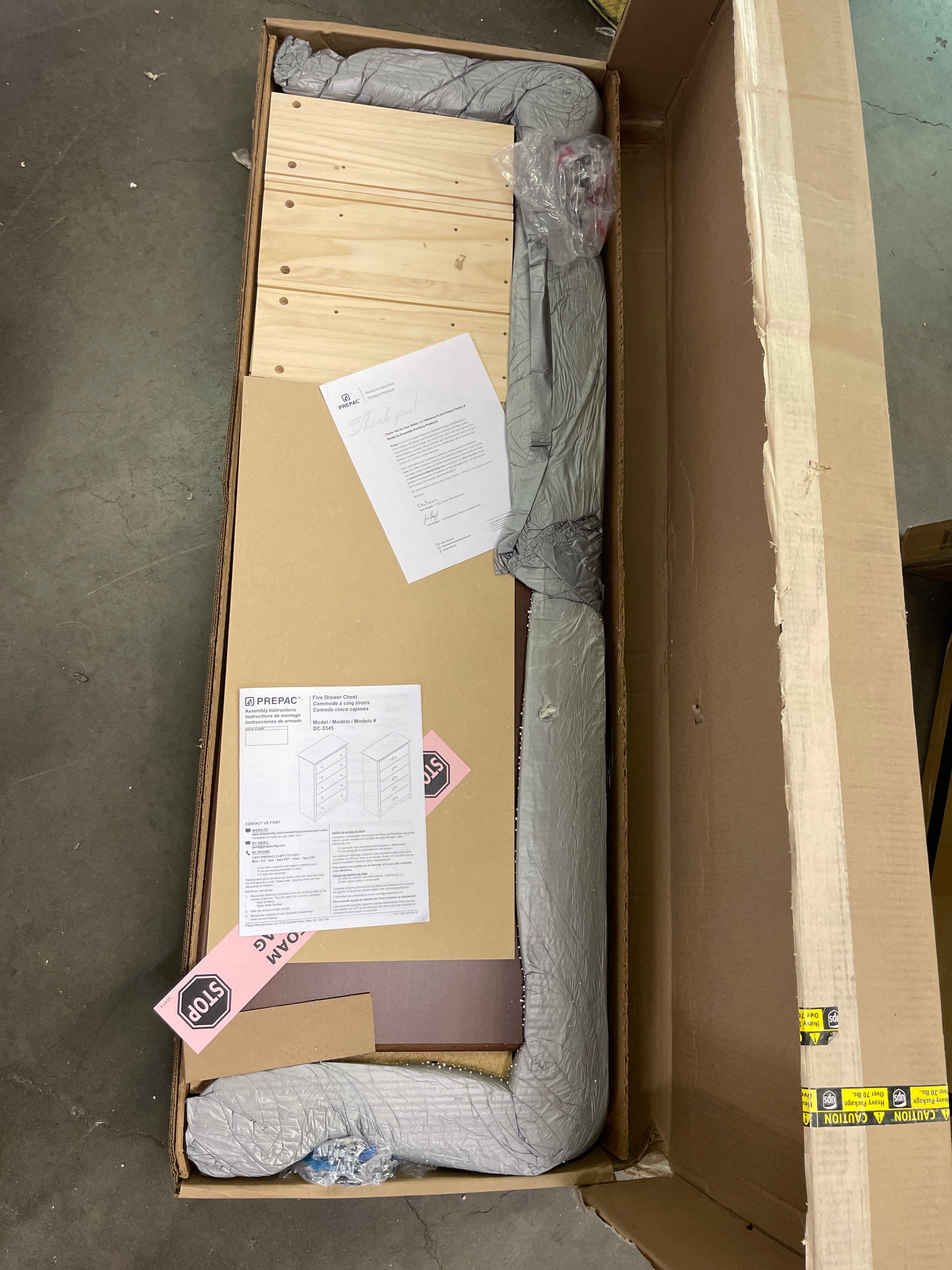 Prepac Sonoma Traditional 5-Drawer Tall Dresser for Bedroom, Functional Bedroom Dresser Chest of Drawers 16" D x 31.5" W x 45.12" H, Cherry, CDC-3345 - Retail $164