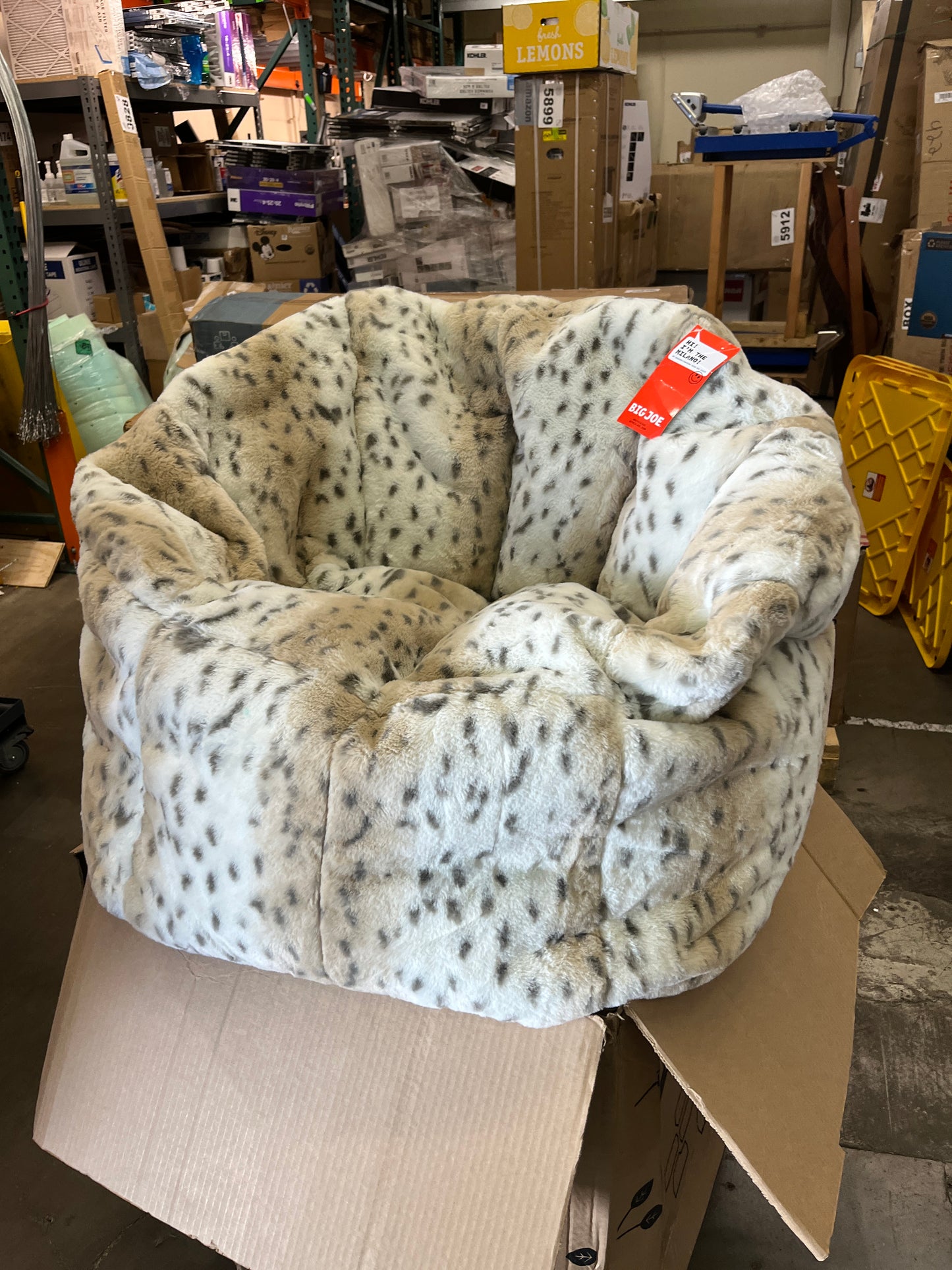 Big Joe Milano Super Soft Leopard Beanbag Chair - Retail $74