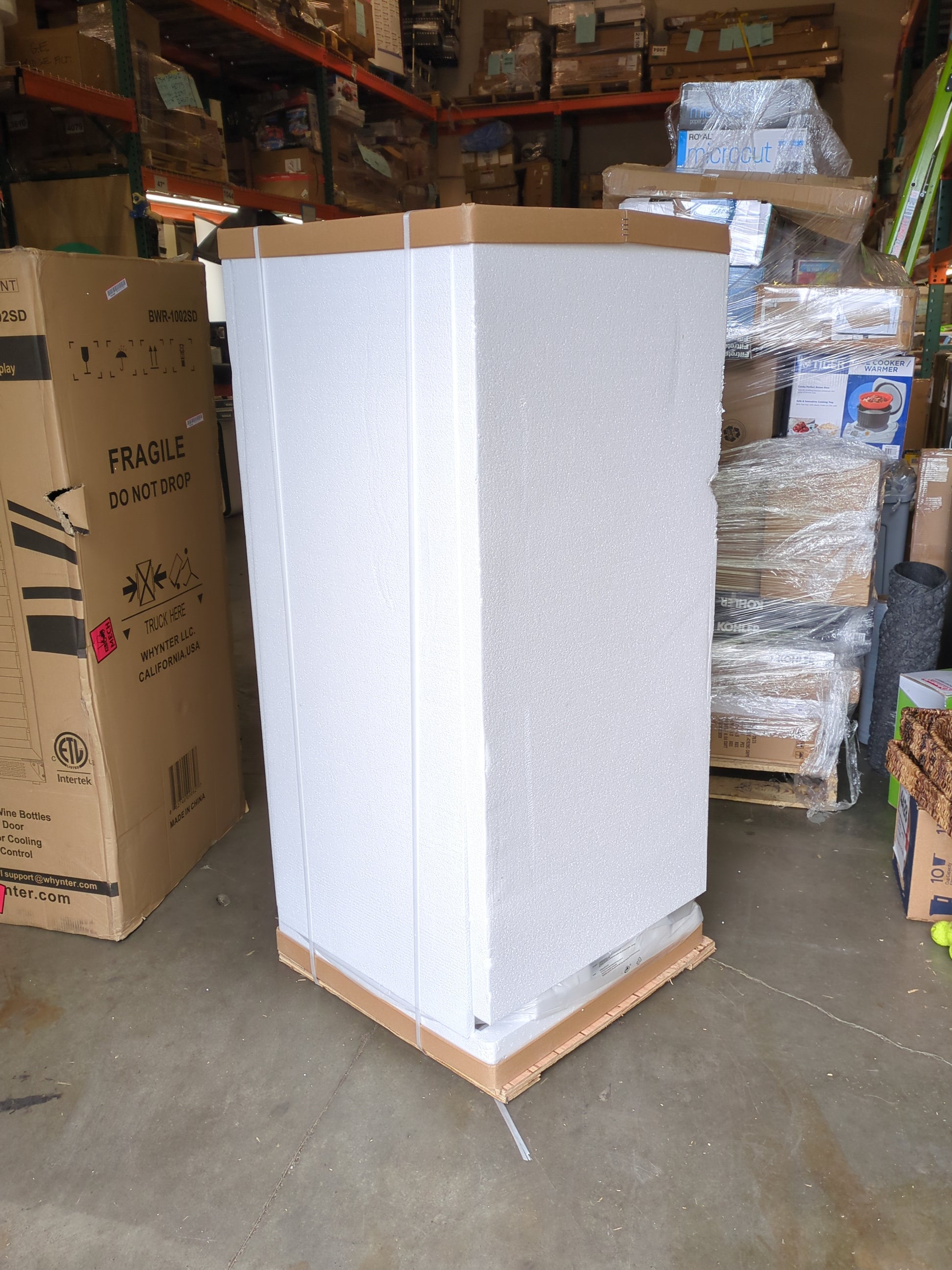 NEW - Whynter BWR-1002SD 100 Built-in or Freestanding Stainless Steel Compressor Large Capacity Wine Refrigerator Rack for Open LED Display, Black-100 Bottle, Black - Retail $1083