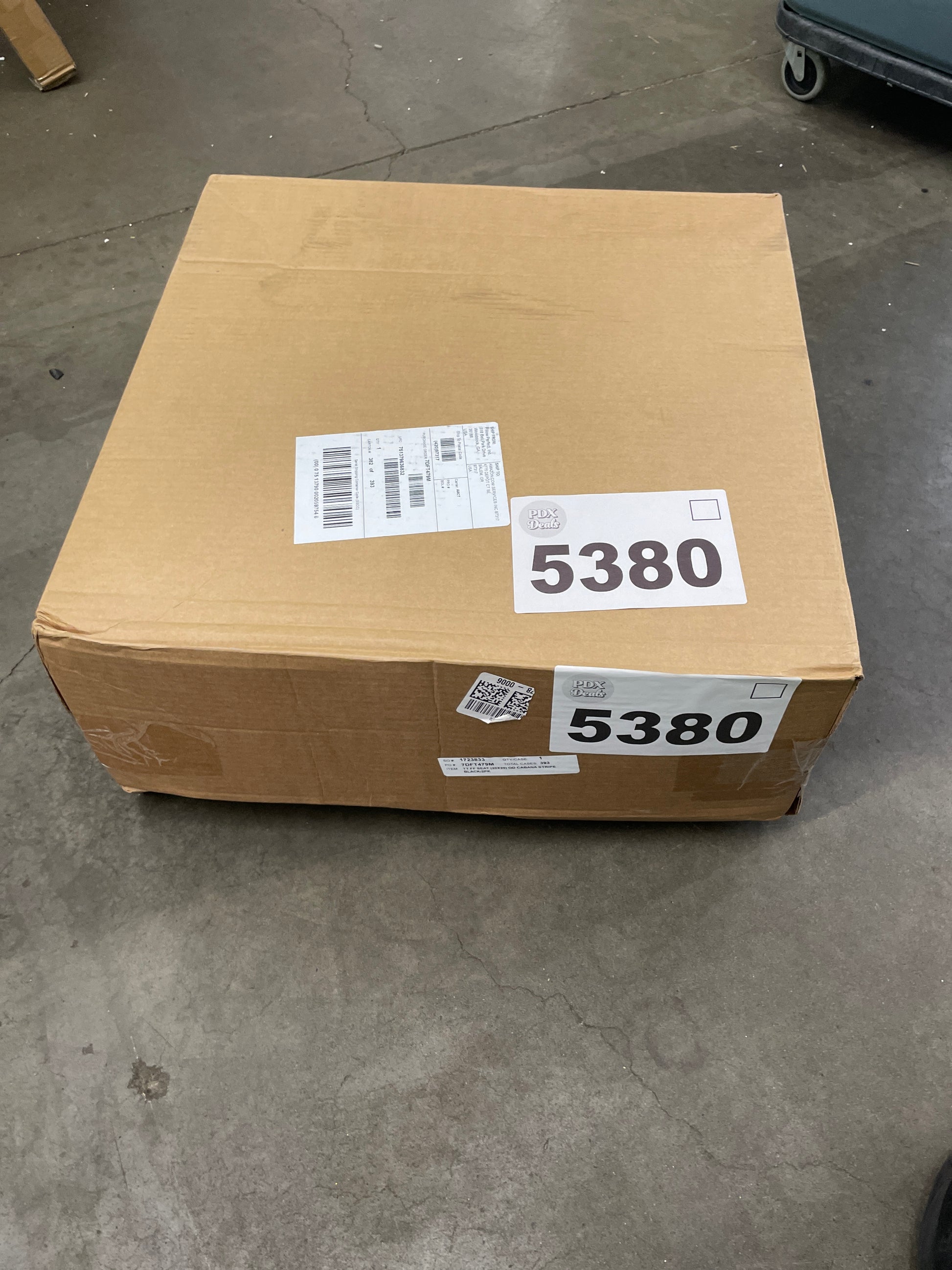 Pillow Perfect Stripe Indoor/Outdoor Square Corner Chair Seat Cushion with Ties, Plush Fiber Fill, Weather, and Fade Resistant, 20" x 20", Black/White Cabana Stripe, 2 Count - Retail $94