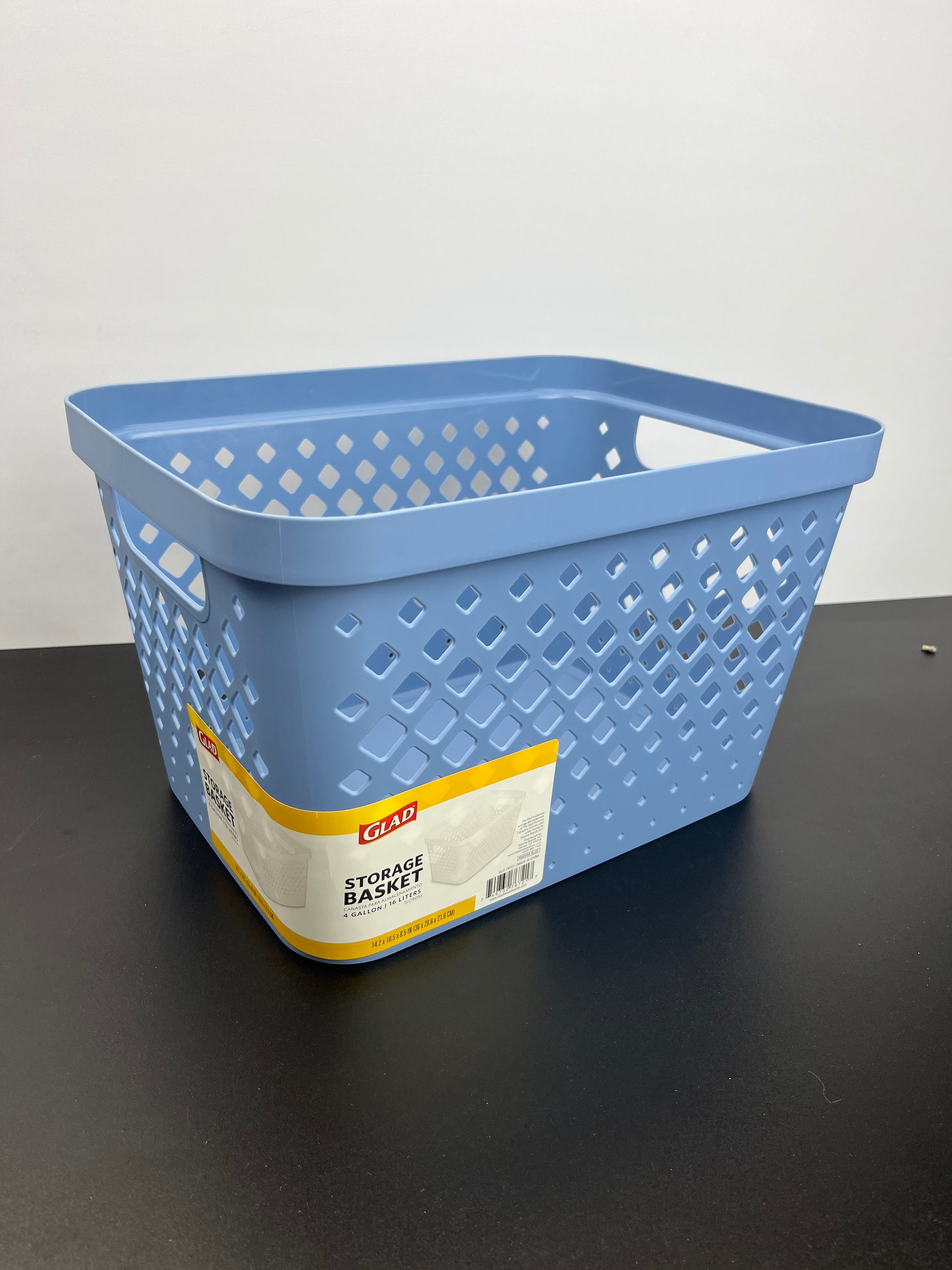 Glad Plastic Storage Basket Set, Value Pack of 6 | Open Storage Bins for Shelves, Bathroom, Pantry, Closet | Nesting Organizer Boxes with Handles, 4 Gallon, Marina Blue - Retail $38