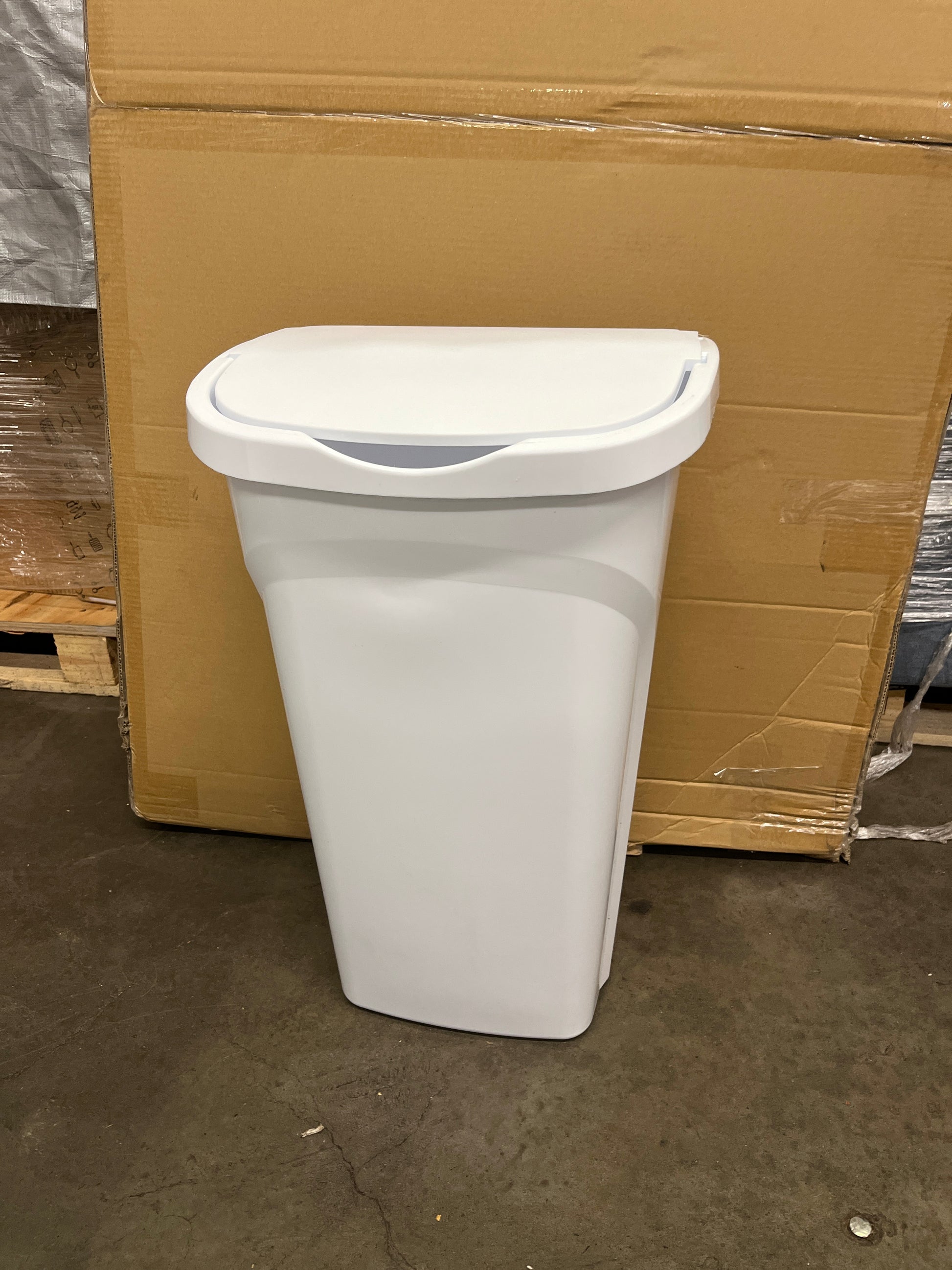 United Solutions 10 Gal/40 Qt Space-Efficient Kitchen Trash Can with Dual Swing Lid, 2-Pack, Waste Basket Fits in Narrow Spaces and Perfect for Commercial Offices, Home Office, Dorm, White - Retail $35