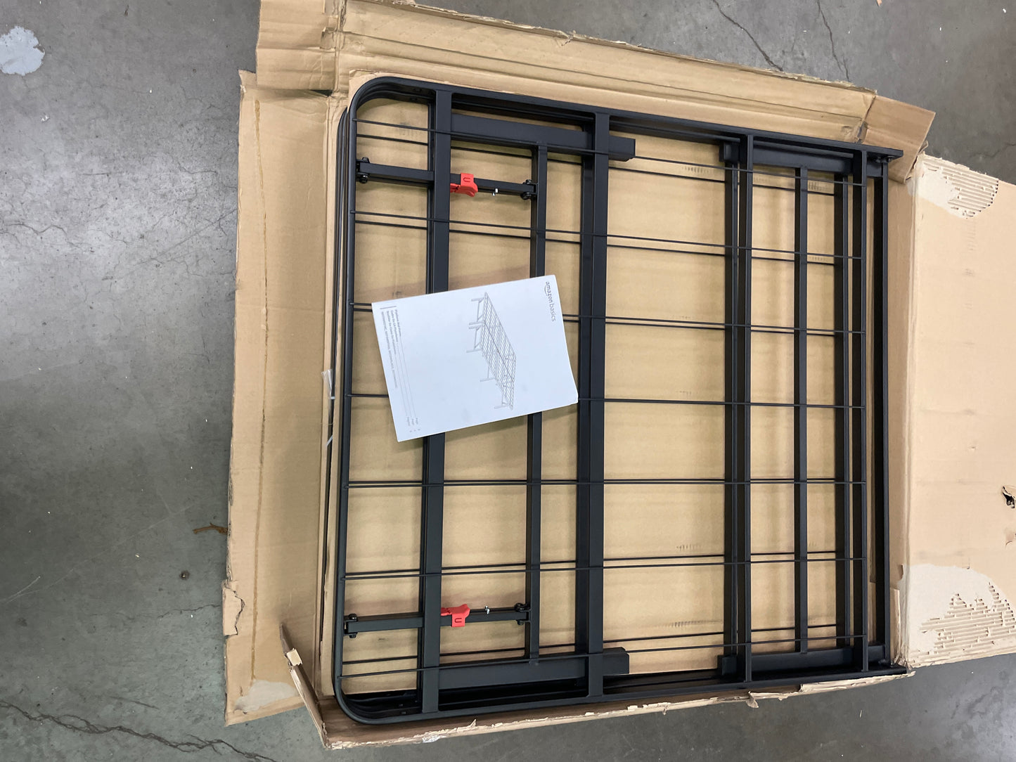 Amazon Basics Foldable Metal Platform Bed Frame with Tool Free Setup, 14 Inches High, Sturdy Steel Frame, No Box Spring Needed, King, Black - Retail $132