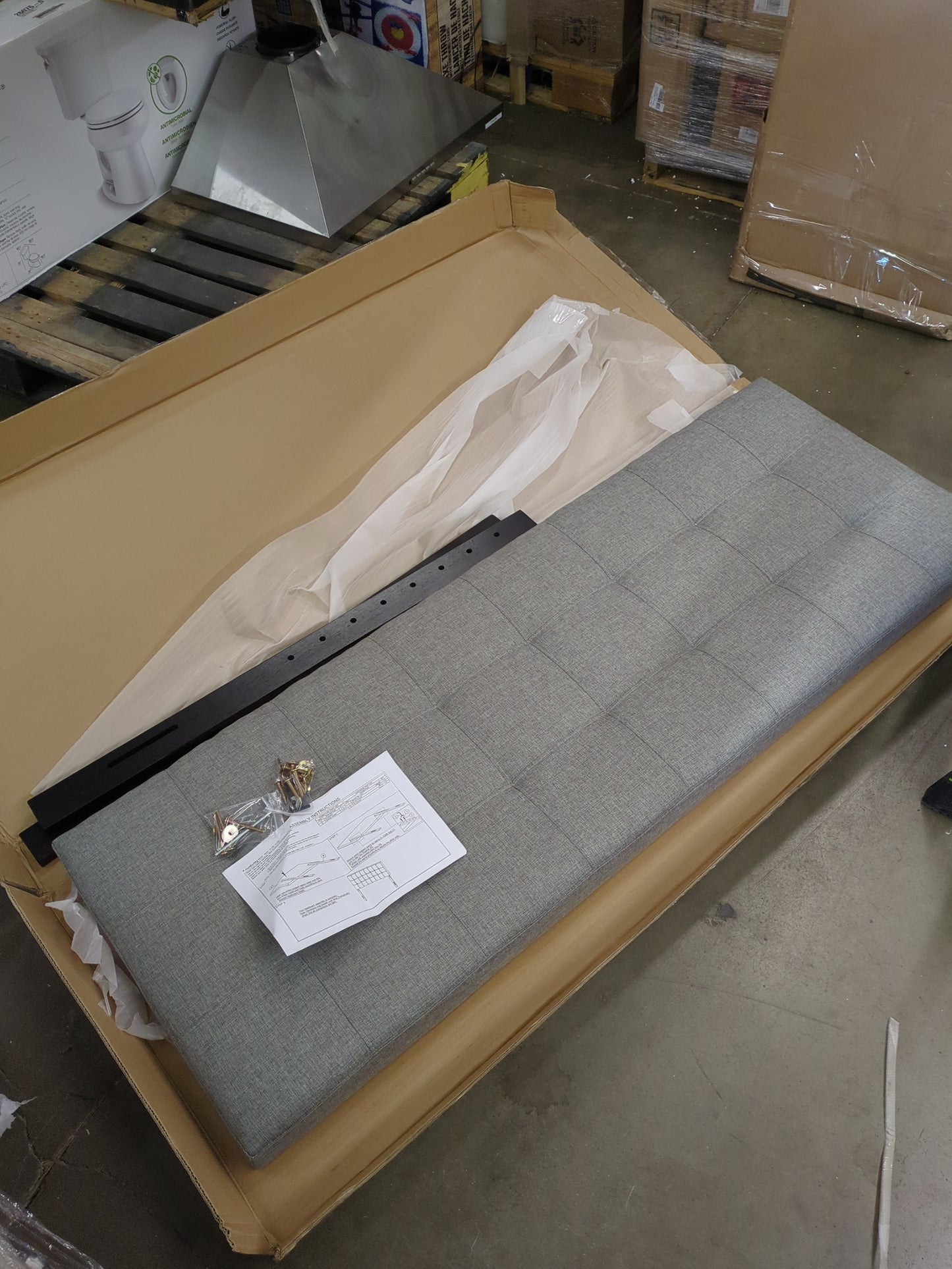 Modway AMZ-5041 Lily Tufted Linen Fabric Upholstered Queen Headboard in Gray - Retail $104