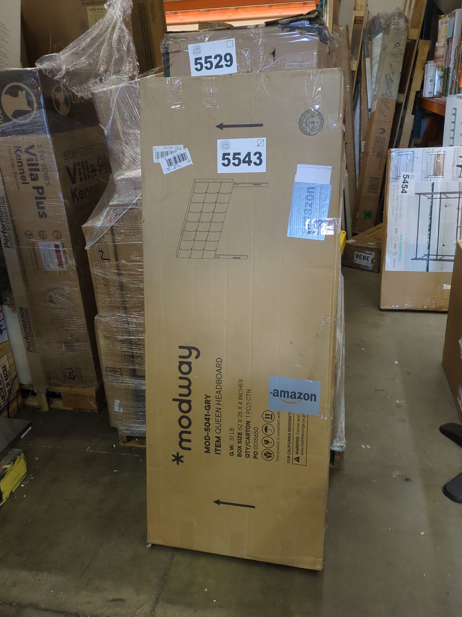 Modway AMZ-5041 Lily Tufted Linen Fabric Upholstered Queen Headboard in Gray - Retail $104