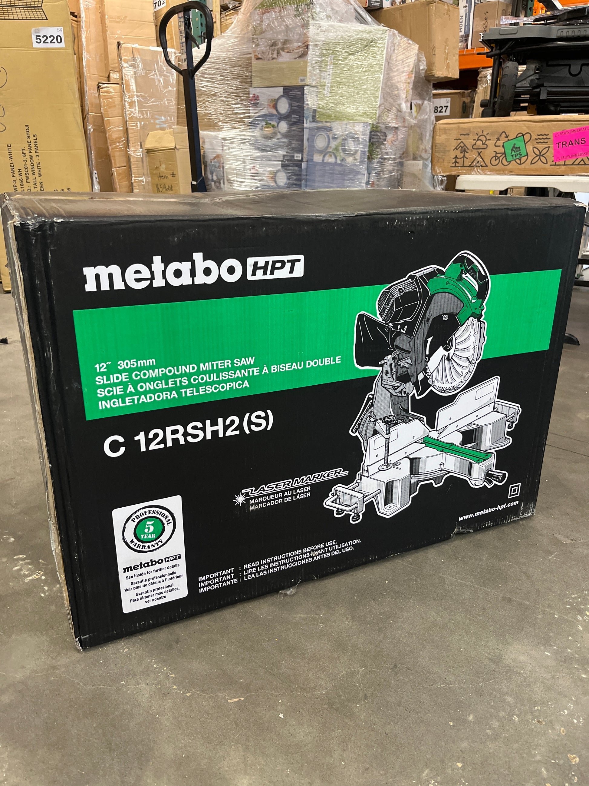 Metabo HPT Sliding Compound Miter Saw | 12-Inch Blade | Double Bevel | Laser Marker | 15-Amp Motor | 5 Year Warranty | C12RSH2S - Retail $449