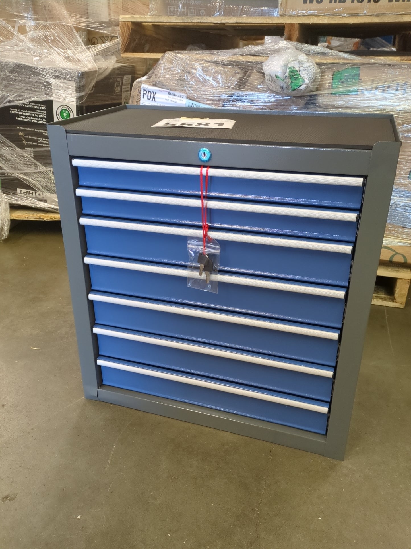 NEW - 7-Drawer Tool Chest with Wheels, Rolling Tool Chest with Drawers, Top Cushion & 7PCS Tray Divider Set, Multifunctional Craftsman Tool Storage Chest for Garage, Warehouse, Workshop, Repair Shop,Blue - Retail $209