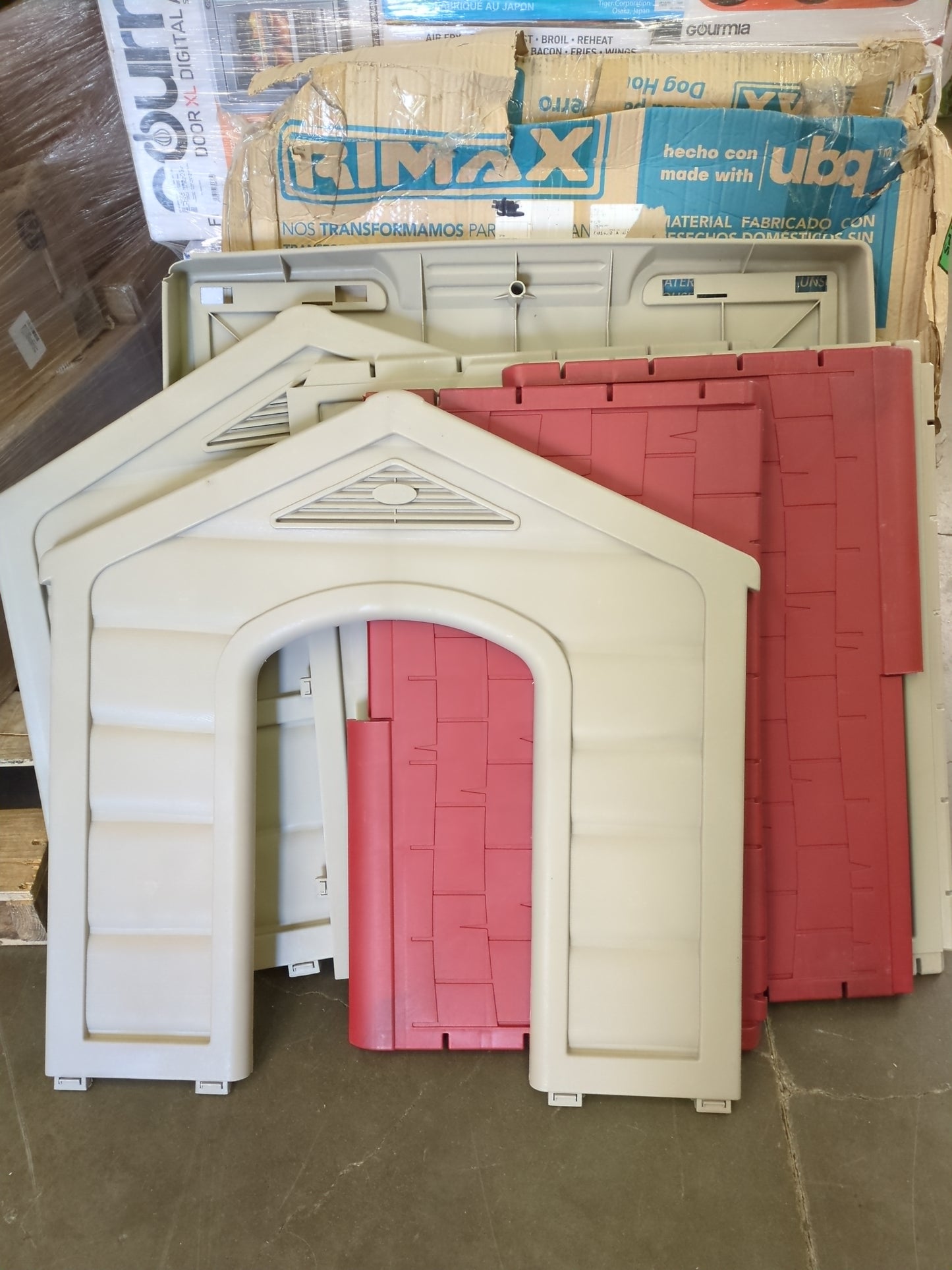 YO PIDO Dog Houses Made with Plastic UBQ, 35 x 35 x 36.2 in, for Medium and Small Pets, Made for Outdoors with UV Protection and Water Resistant, Moisture Resistant, Easy to Assemble, RED - Retail $145