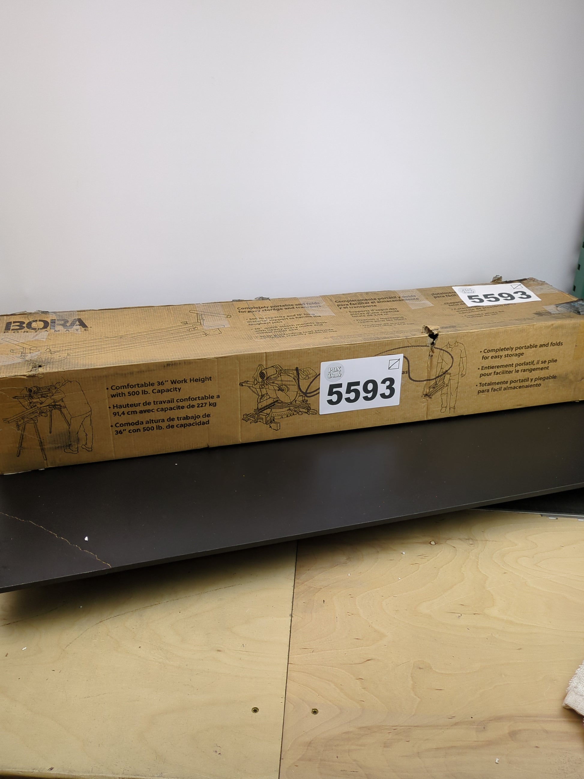 BORA Portamate PM-4000 - Heavy Duty Folding Miter Saw Stand with Quick Attach Tool Mounting Bars Orange 44 x 10 x 6.5 inches - Retail $69