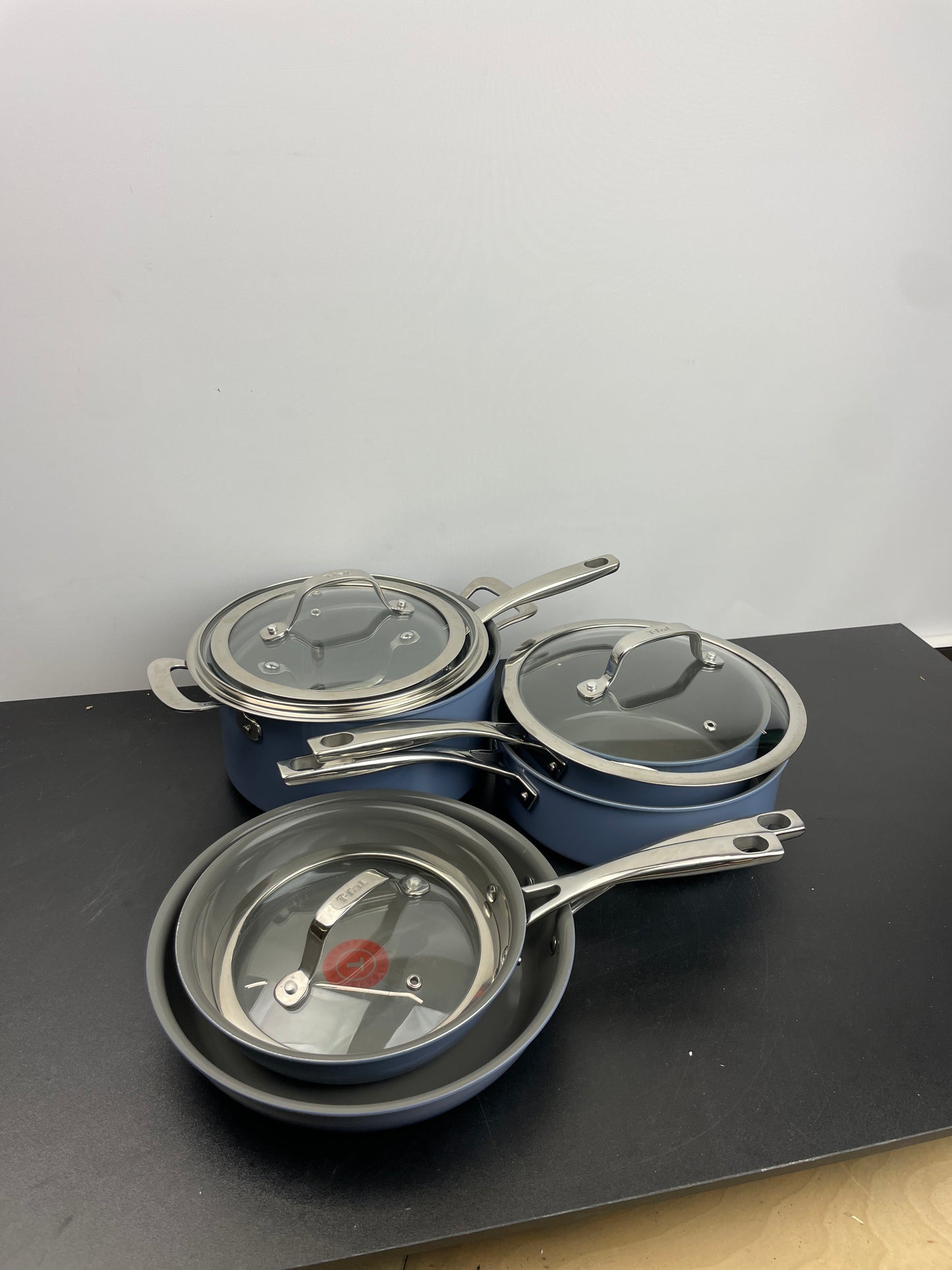 LIKE NEW - T-fal BLUE Excellence Ceramic Non-Stick Cookware Set, 10-Piece - Retail $149