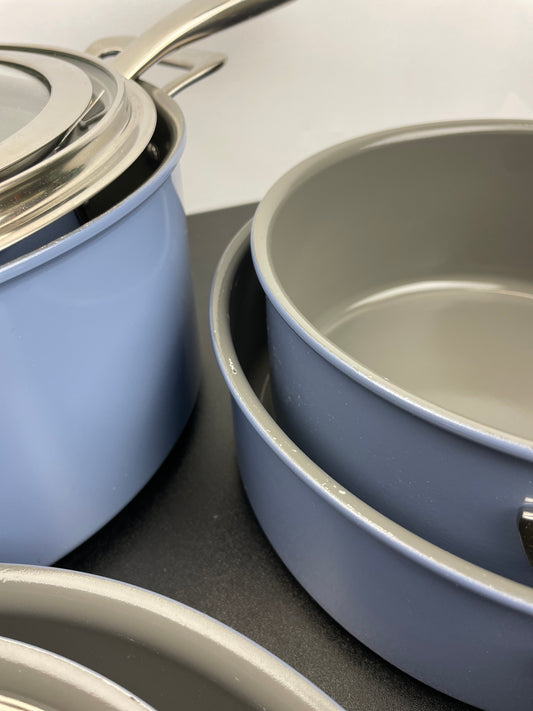 LIKE NEW - T-fal BLUE Excellence Ceramic Non-Stick Cookware Set, 10-Piece - Retail $149
