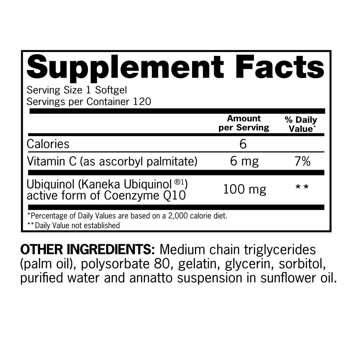 NEW - Qunol Mega CoQ10 Ubiquinol 100 mg., 120 Softgels