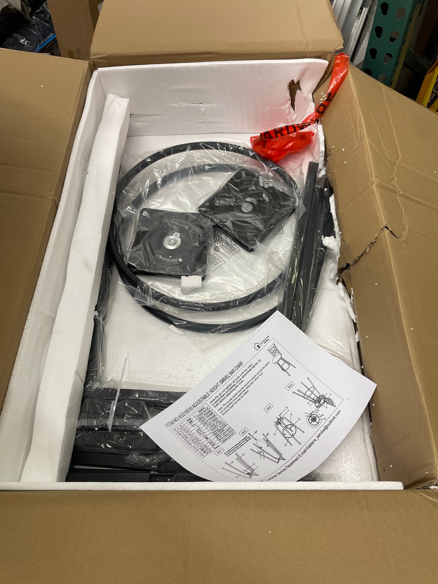 KATDANS New Black Swivel Bar Stools Set of 2, Adjustable Seat Height Bar Stools, 24/29 Inches Counter Height Stools with Back Bar Height Stools for Kitchen Island, Pub,Bistro, Restaurant, KS516R-BK - Retail $176