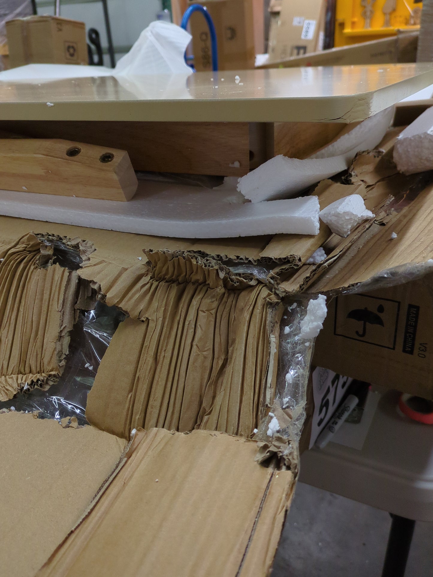 IOTXY Simple Wooden Writing Desk - Freestanding Modern PC Laptop Computer Workbench with Solid Wood Legs for Home Office, TV Table, Music Live Desk, Raw Wood Color - Retail $149