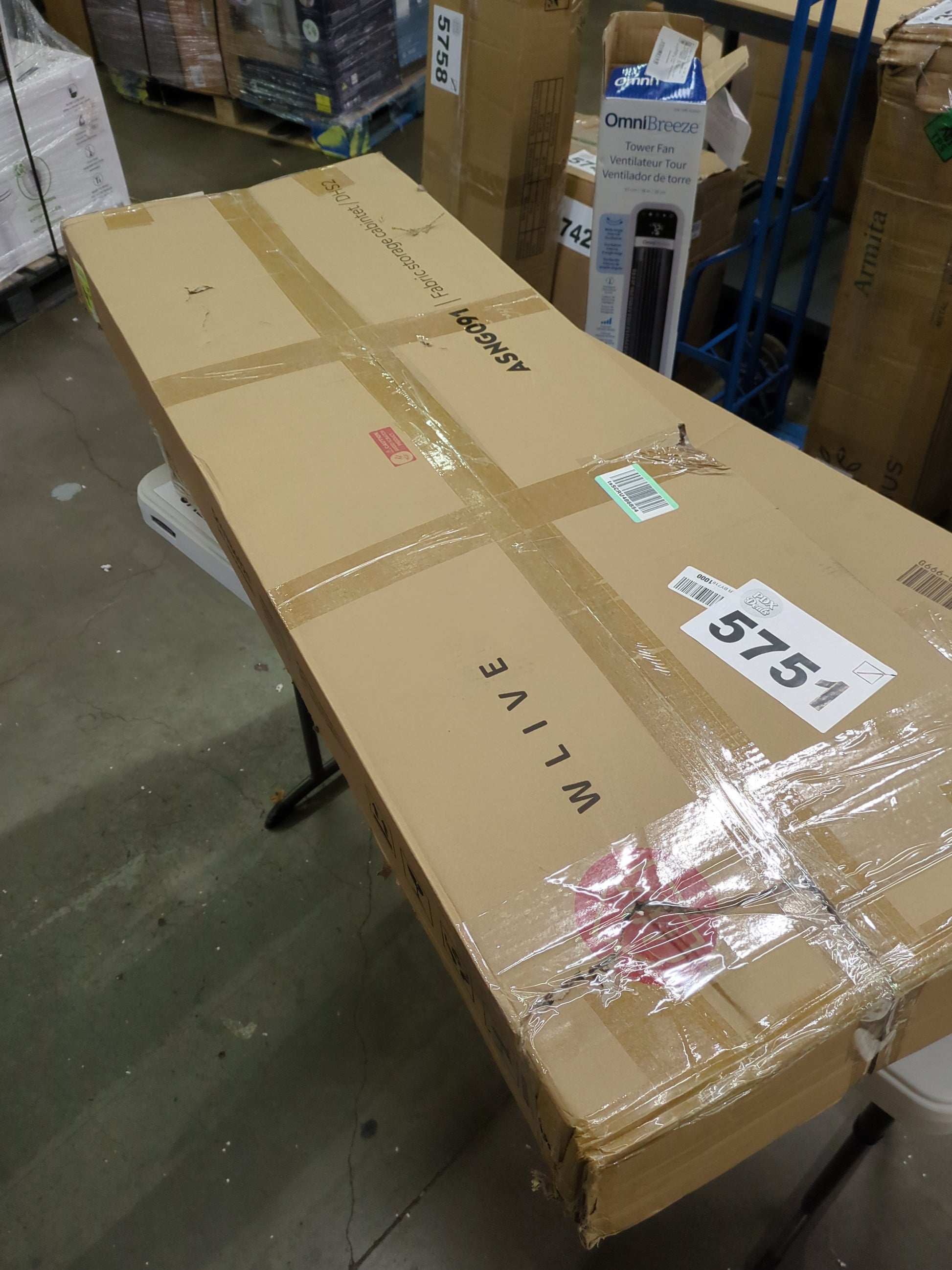 WLIVE Wide Fabric Dresser, 6 Drawer Dresser TV Stand for 60" TV, Dressers Bedroom Furniture Large Storage Tower Unit with Fabric Bins, Dresser for Bedroom, Closet, Hallway, Rustic Brown - Retail $140