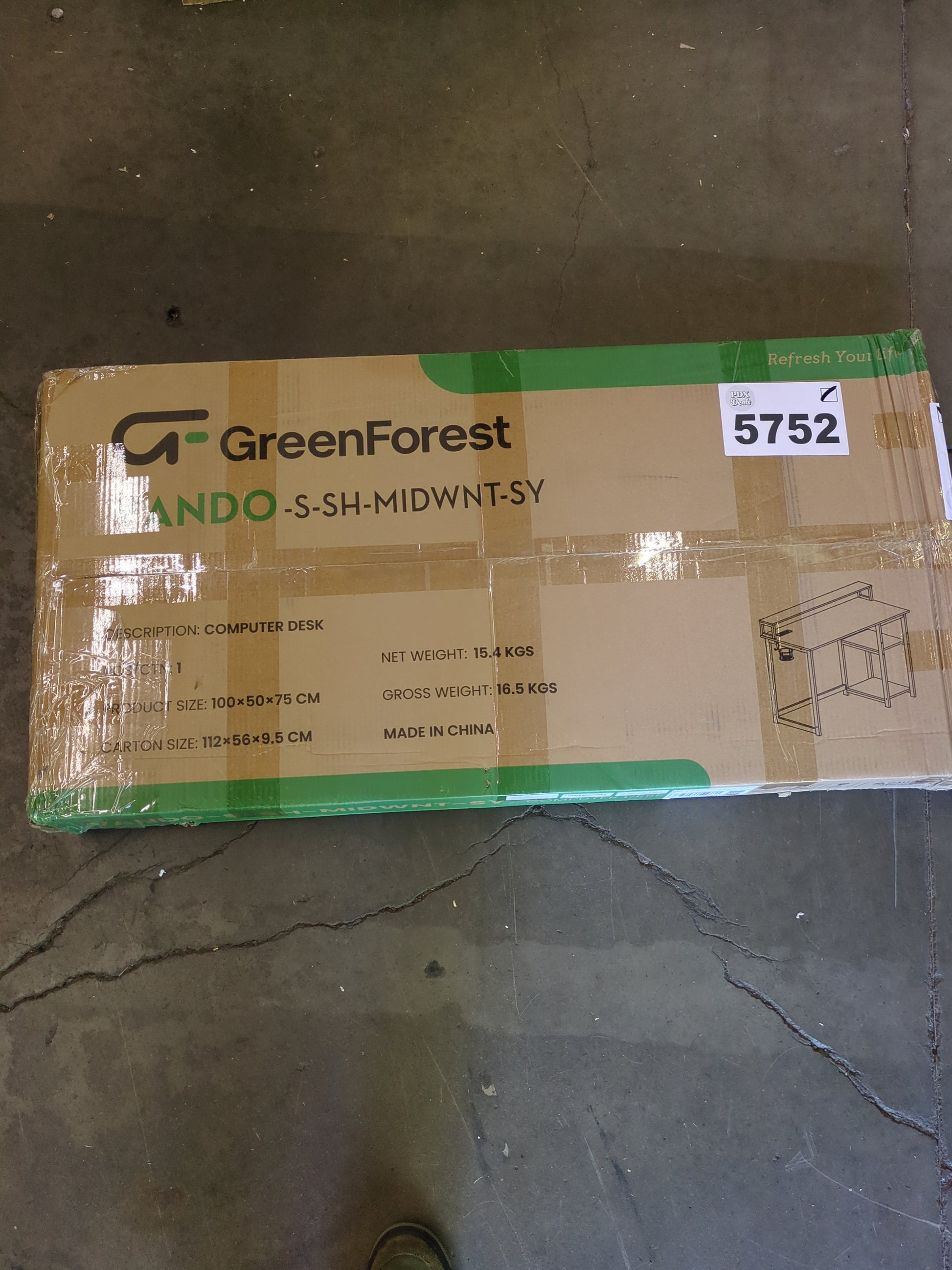 GreenForest Computer Desk with USB Charging Port and Power Outlet, Reversible Home Office Desk with Monitor Stand and Storage Shelves, 40 inch Work Desk with Cup Holder and Hook, Walnut - Retail $139