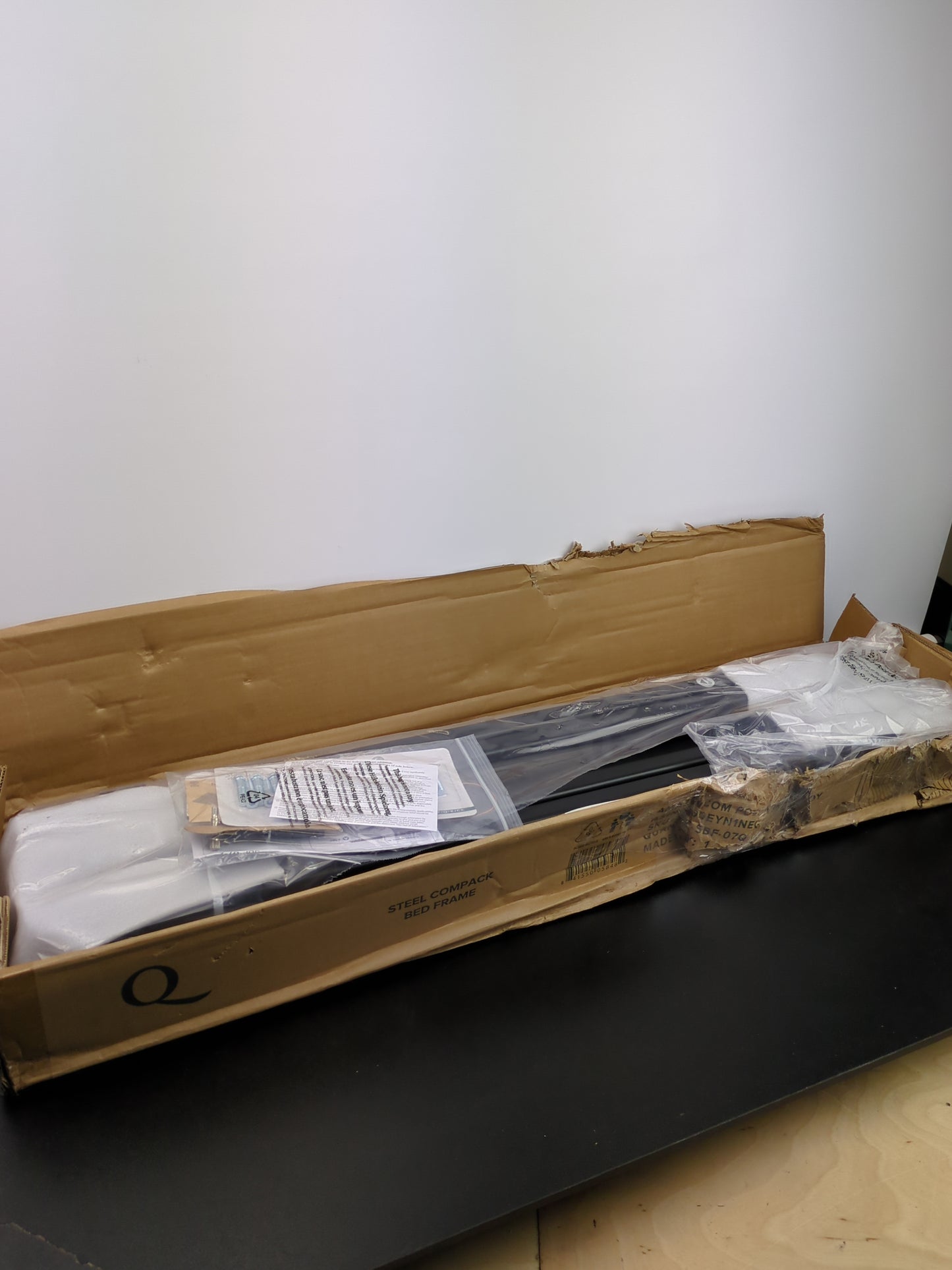 ZINUS Compack Metal Bed Frame, 7 Inch Support for Box Spring and Mattress Set, Black, Queen - Retail $55