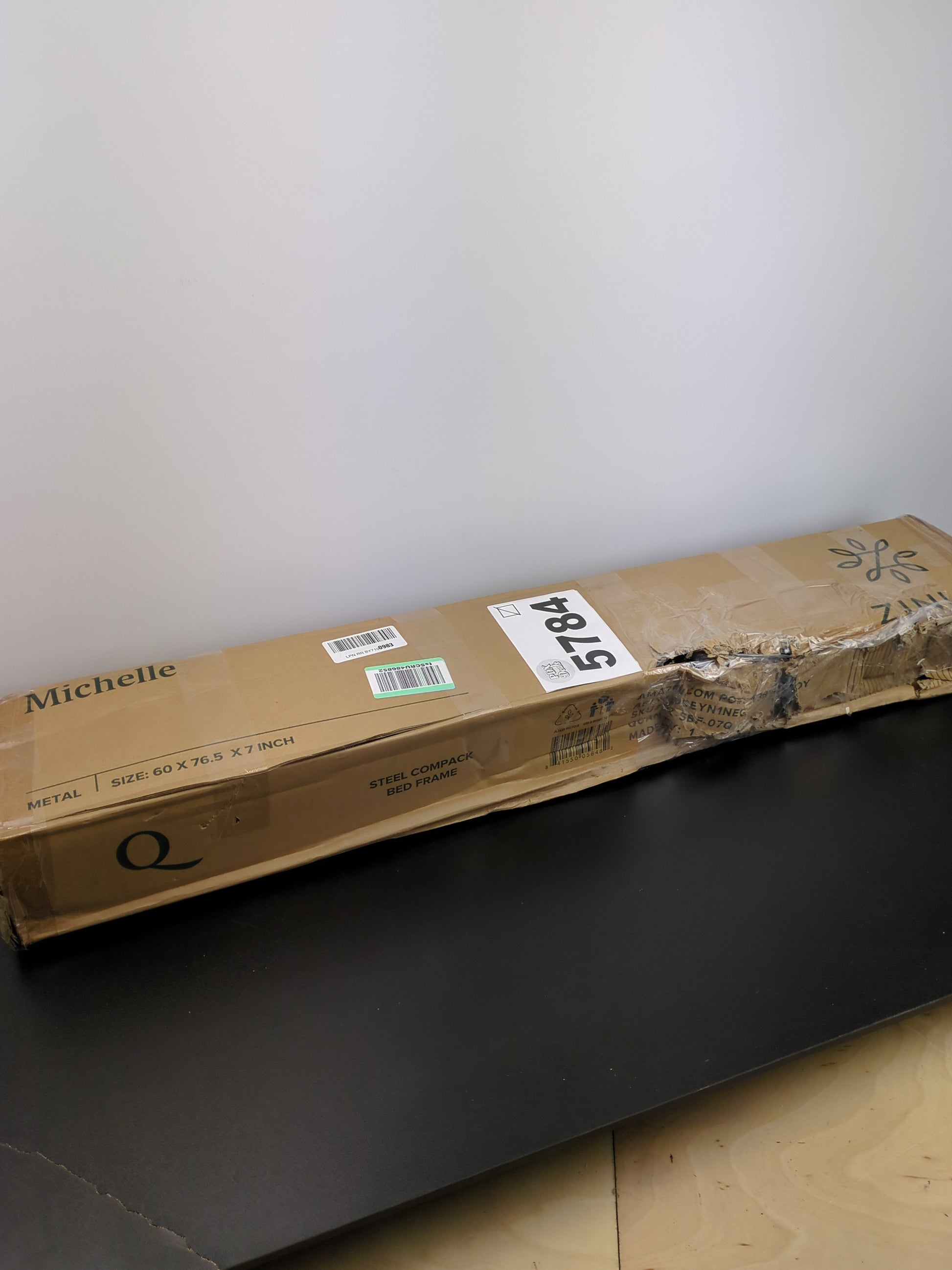 ZINUS Compack Metal Bed Frame, 7 Inch Support for Box Spring and Mattress Set, Black, Queen - Retail $55