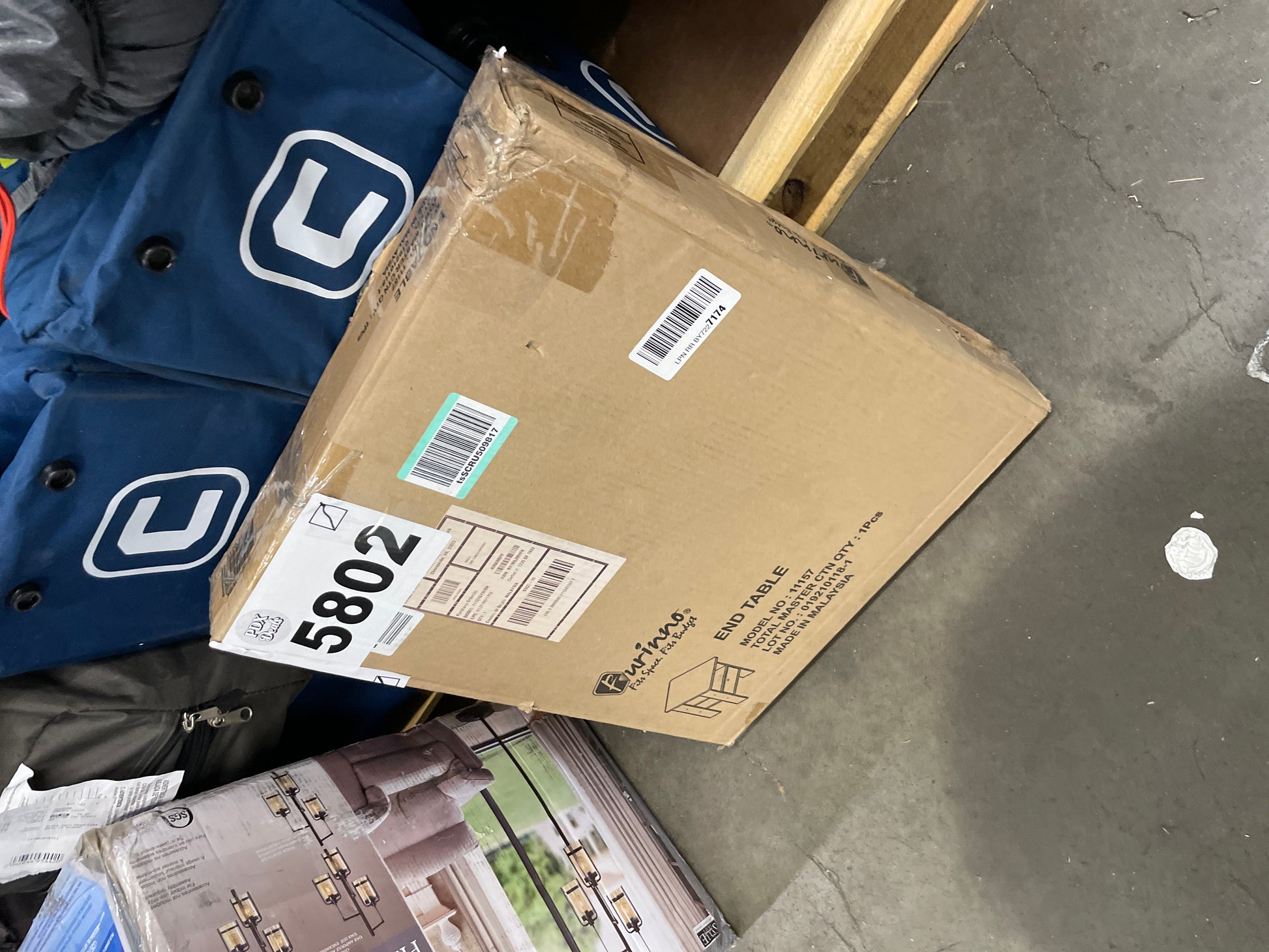 Furinno Andrey End Table / Side Table / Night Stand / Bedside Table with Bin Drawer, French Oak Grey/Black - Retail $21